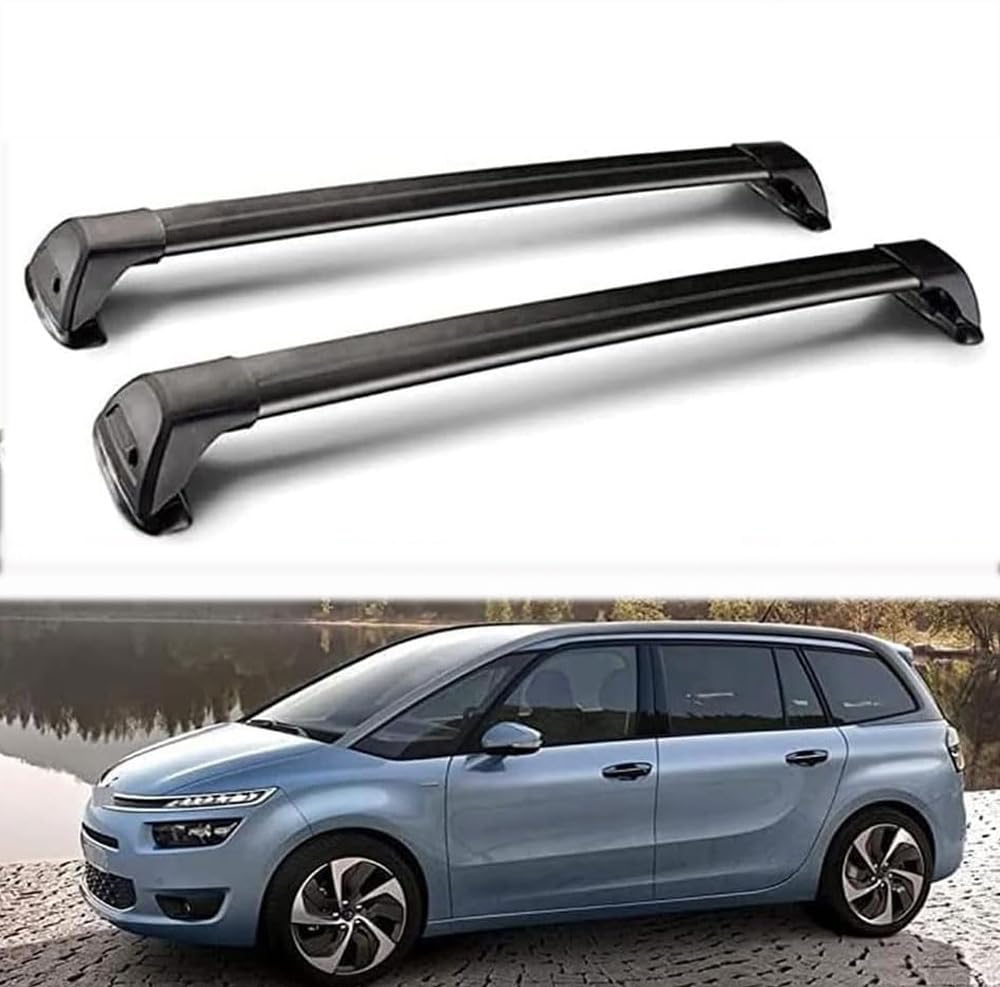 2Piezas Aluminio Coche Bacas Personalizadas para Citroen C4 Grand Picasso 2014-2024, Barras de Techo Auto Antióxido Anti Robo con Cerradura