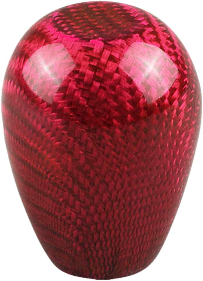 Universal Vehicle Carbon Fiber Shift Shifter Knob with 3 Adaptors 8mm 10mm 12mm Inner Diameter Car Manual or Automatic Universal Gear Knob Red