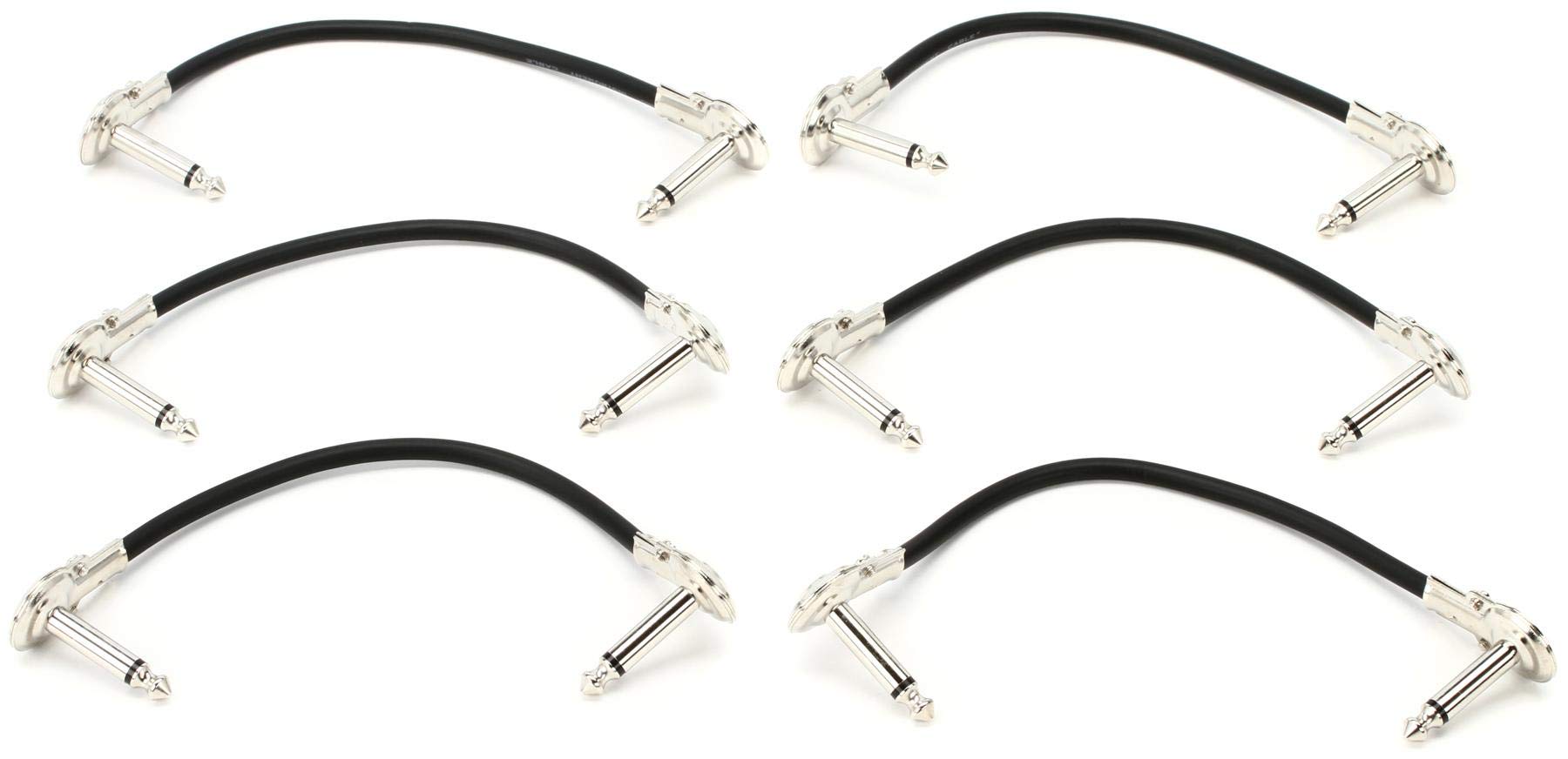 Hosa IRG-600.5 Low-Profile Right-Angle Guitar Patch Cable, 6 Inch (6-Pack)