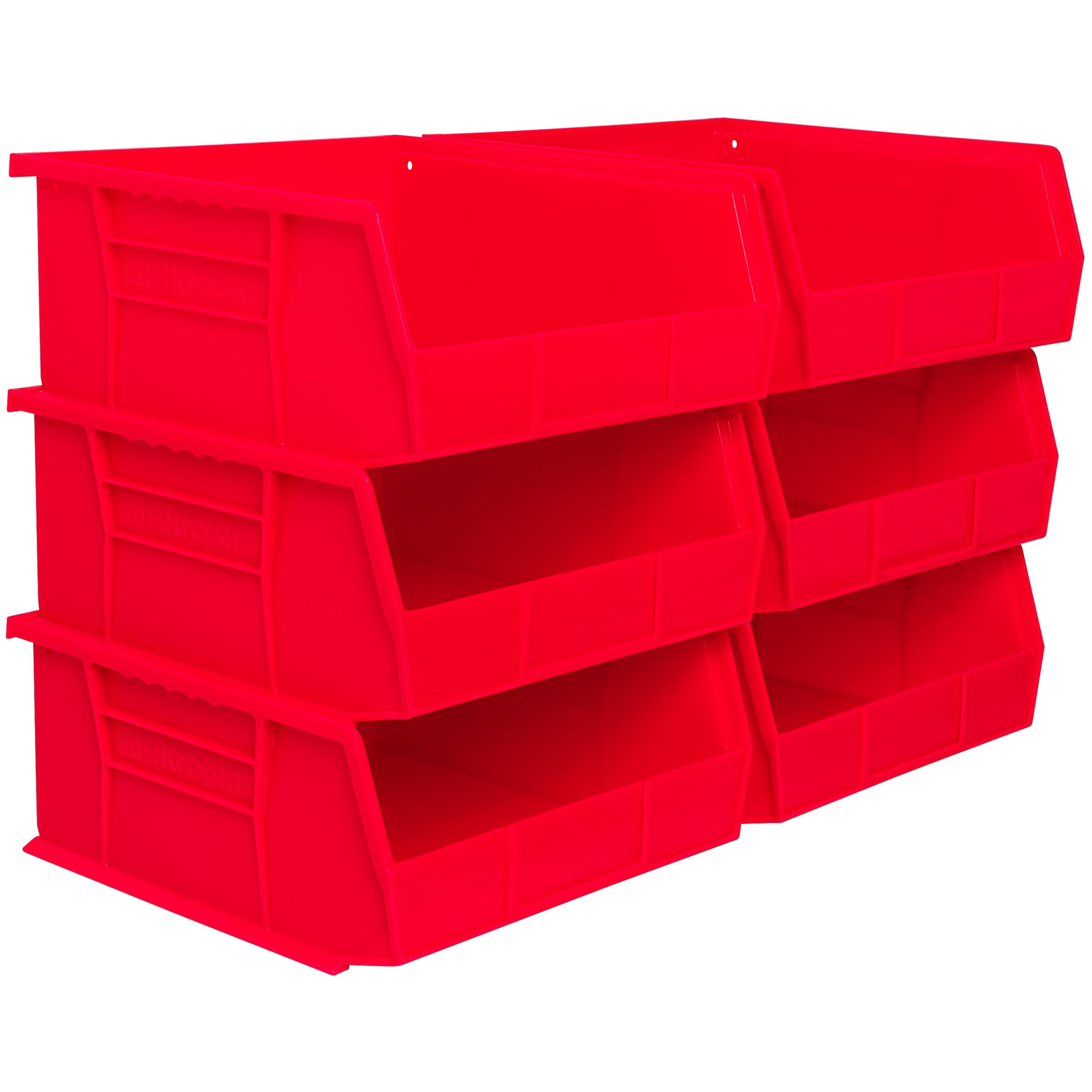 Akro-Mils 30235 Plastic Storage Stacking Hanging Akro Bin, 11-Inch by 11-Inch by 5-Inch, Red, Case of 6 by Akro-Mils