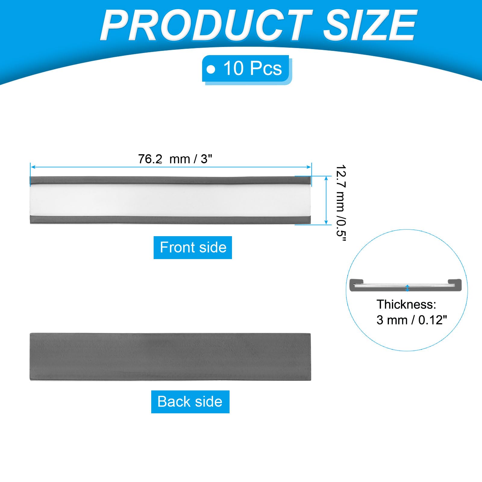 PATIKIL Magnetic Label Holder 3" x 0.5" with Paper Inserts - Image 2