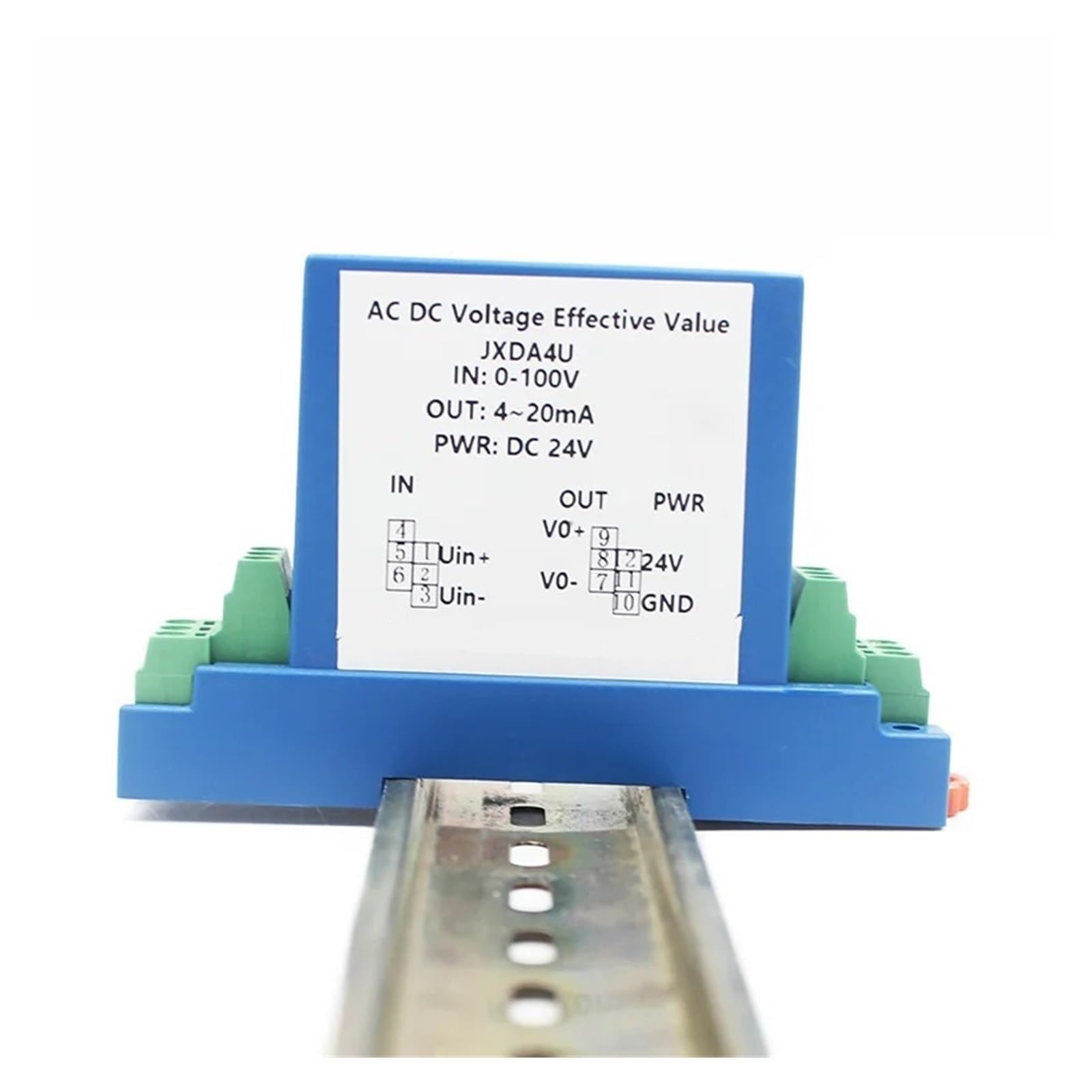 Przetwornica napięcia AC, czujnik napięcia, 35 mm, nadajnik napięcia szynowego, napięcie DC0-5 V, 0-20 V, 0-100 V, 0-500 V, przetwornik napięcia (0-100 V DC wejście, DC24V-4-20MA)