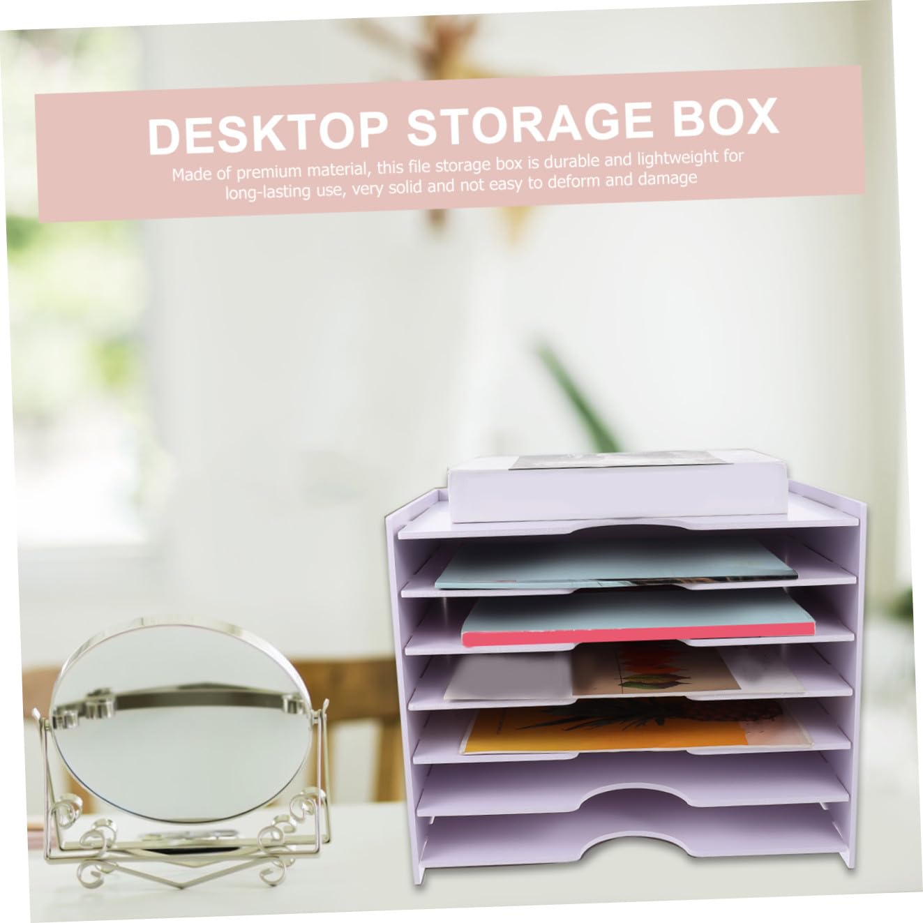 NUOBESTY Mehrlagige Dokumentenbox Weiß Aktenablage Aufbewahrungsbox für Büro und Studium Leichter Büro Organizer mit Großer Kapazität für Schreibtisch und Schüler