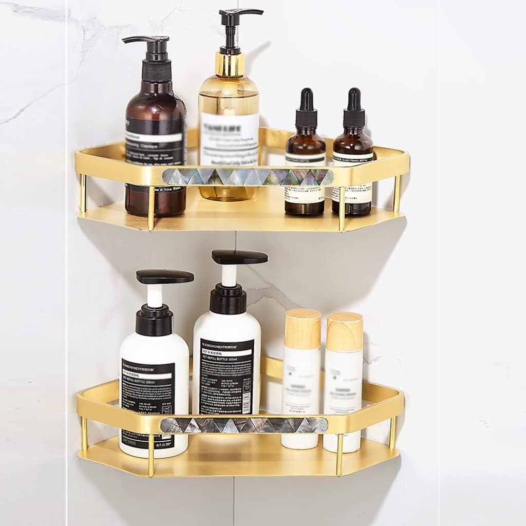 Light Luxury Punch-Free High-end Towel Rack, Towel Ring, Row Hooks, Bath Towel Holder, Tissue Basket, Bathroom Accessories Kit Bathroom (Color : Hair Dryer Three Cup Holder) (Triangular Basket )