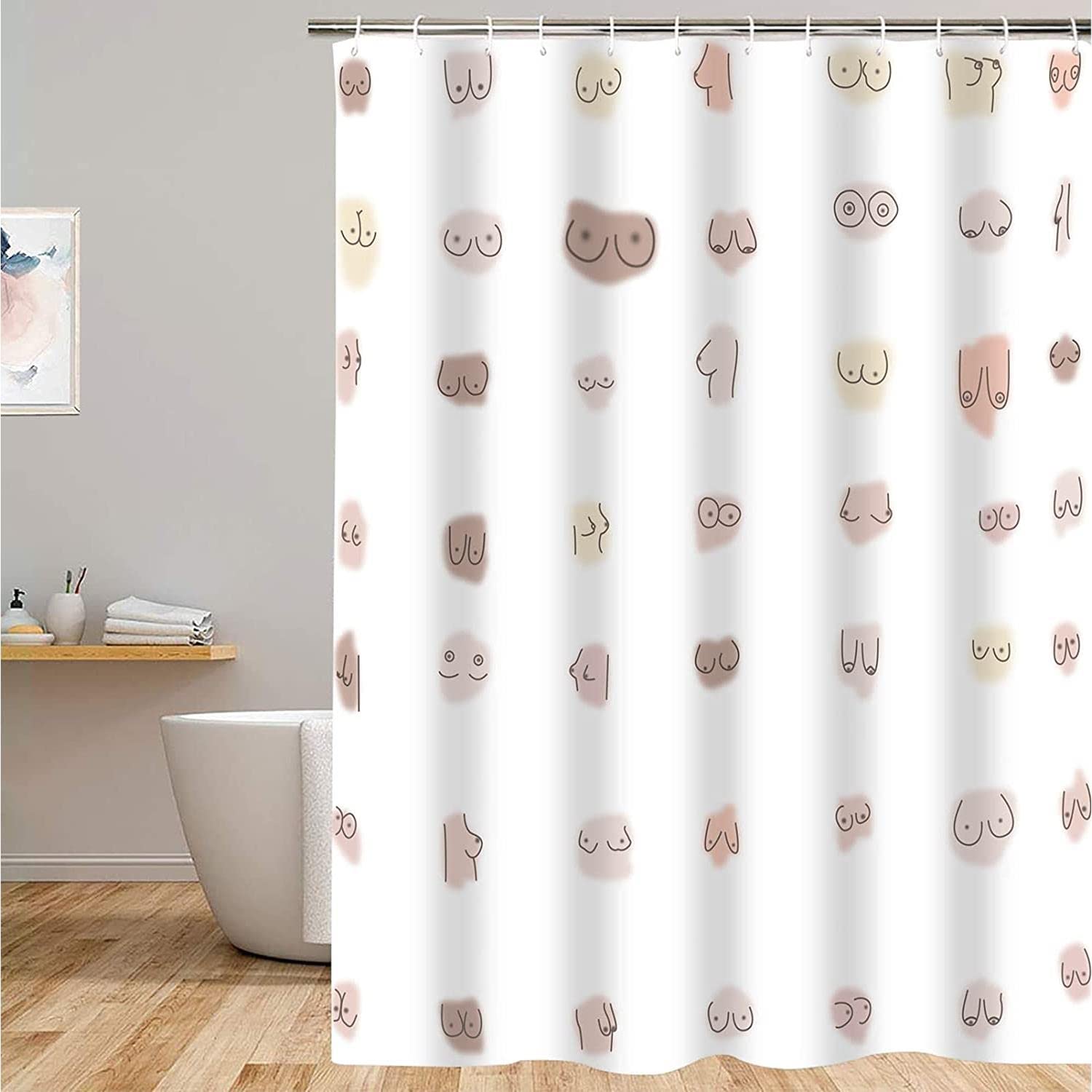 TIYAANDSY Alpaka-Duschvorhang - Schwarz-Weiß, Boho Style, Wasserdicht, 183x183 Cm