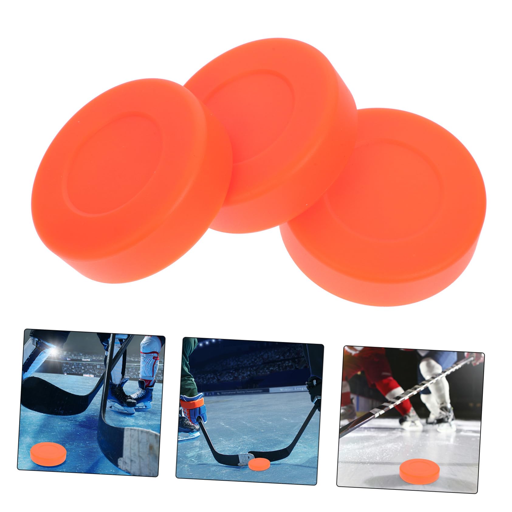 3pièces Palets De Hockey PVC Réglables Orange Palets Entraînement Extérieur pour Jeux Plein Air Et Compétition Sportive