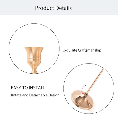 Miniatura 4 de Juego de 3 portavelas dorado, portavelas cónico dorado para boda, comedor, centro de mesa, decoración de Navidad