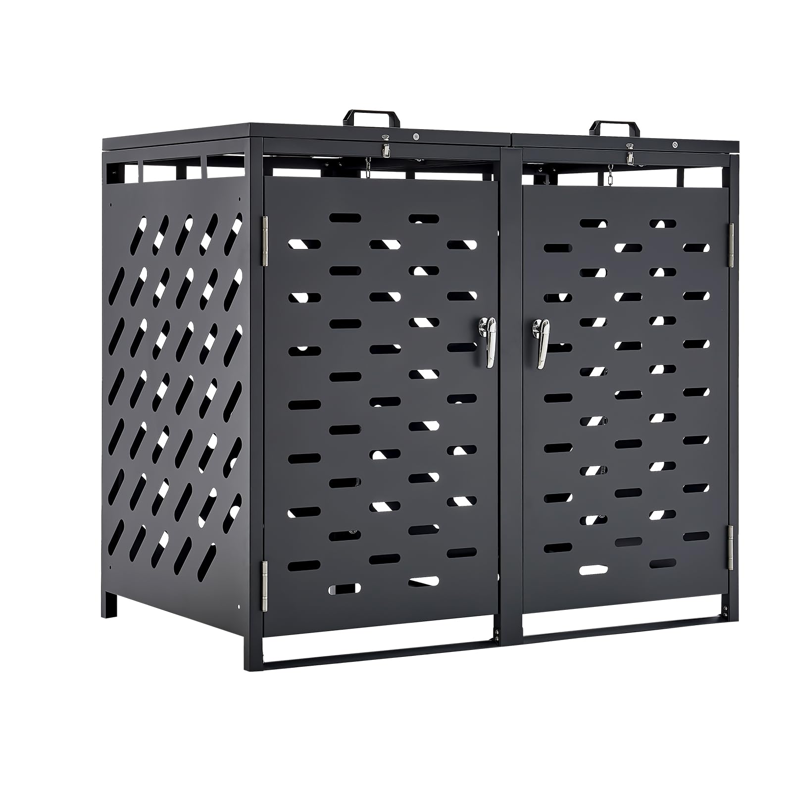 VEVOR Abri pour poubelles, 2 x 240 L, Rangement pour poubelles Horizontal, avec Couvercle à chaîne, boîte de Rangement à poubelles d'extérieur, étanche et verrouillable, pour Jardin, Cour et terrasse