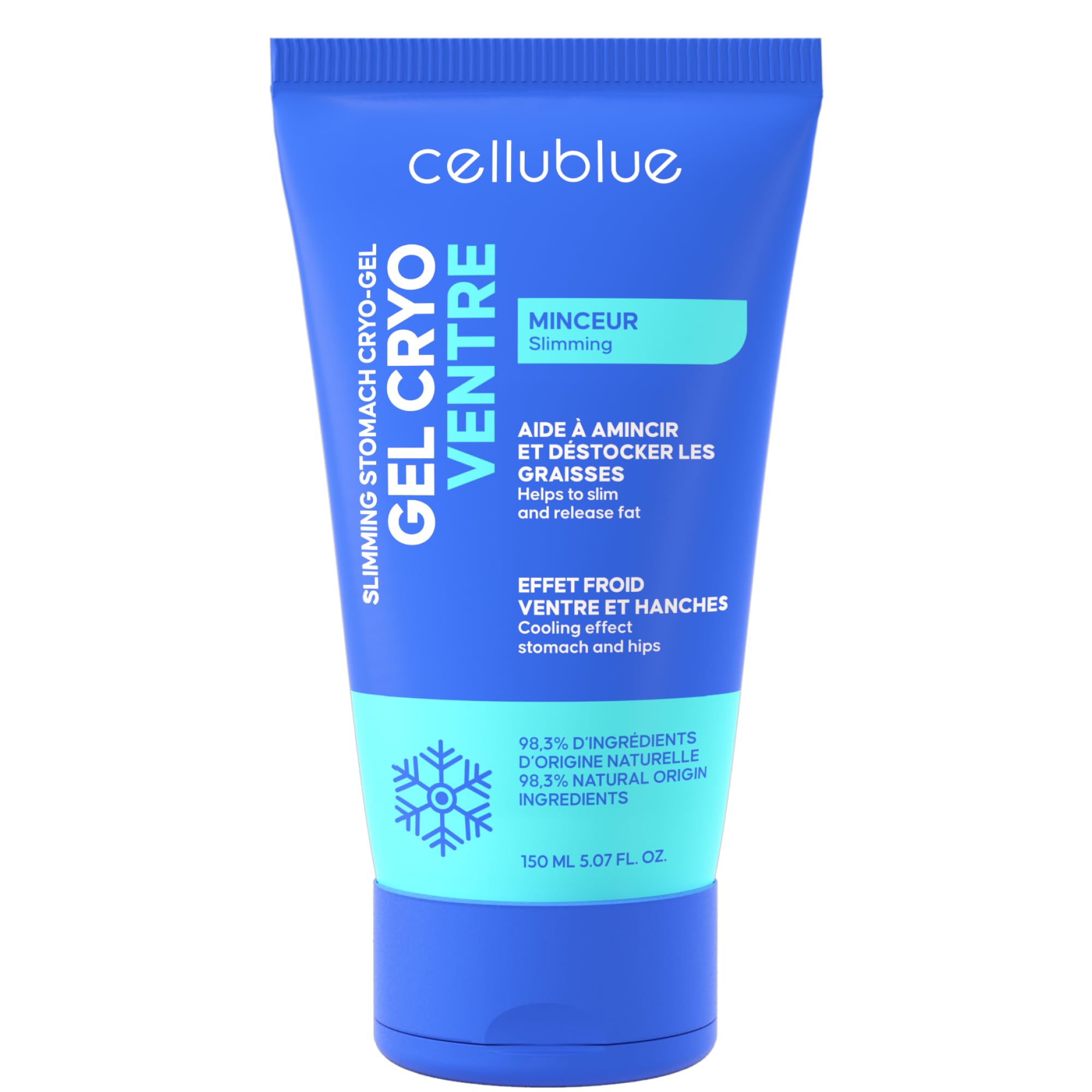 Cellublue Gel Minceur Cryo Ventre – Effet Froid Intense – Action Ciblée pour un Ventre Plat, Résultats Rapides – 98,3% d'Ingrédients d'Origine Naturelle – Marque Experte depuis 12 Ans