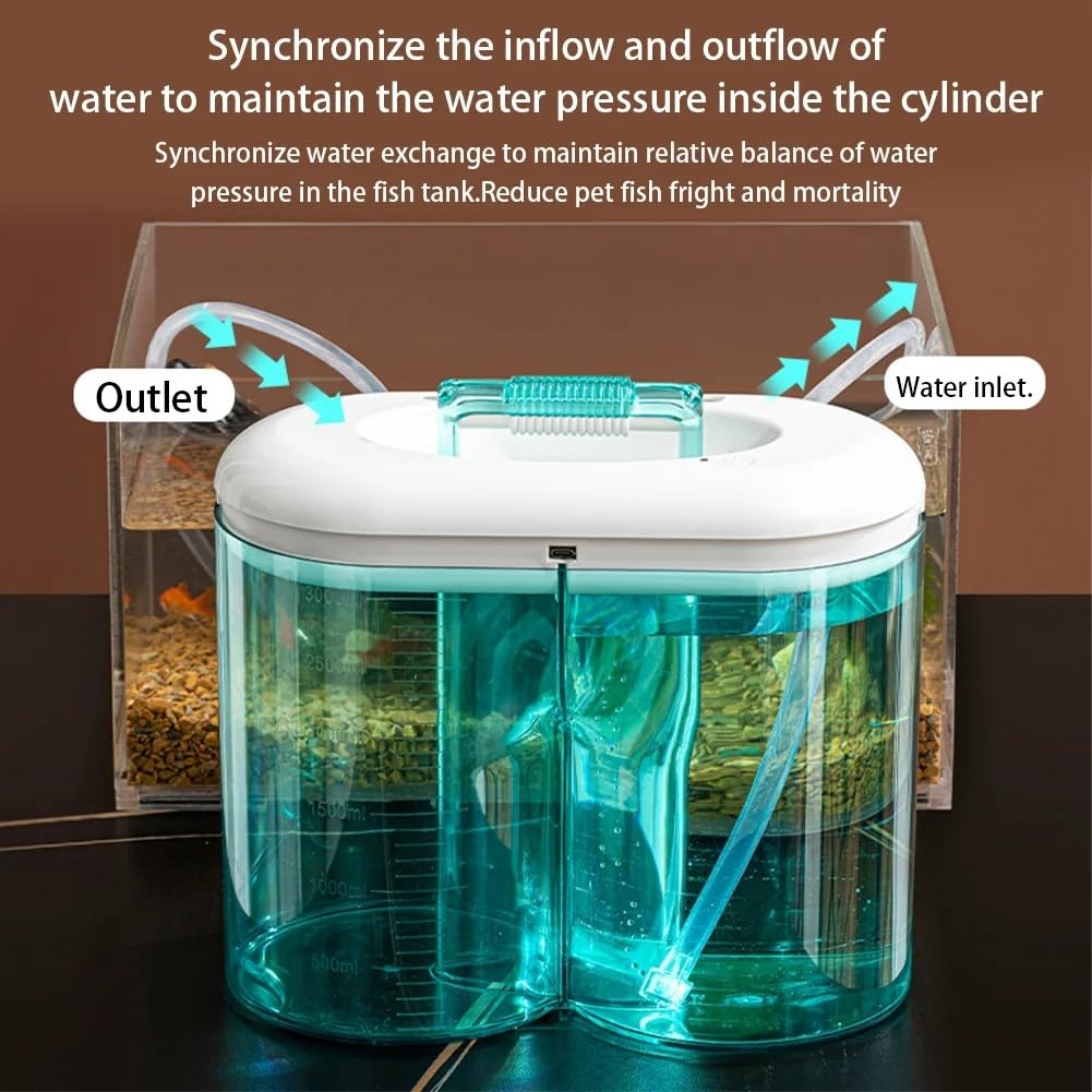 Cambiador de Agua para Acuario, Cambiador de Agua para Pecera, Cubo Dual de 3000 Ml, Herramientas de Limpieza para Acuarios.