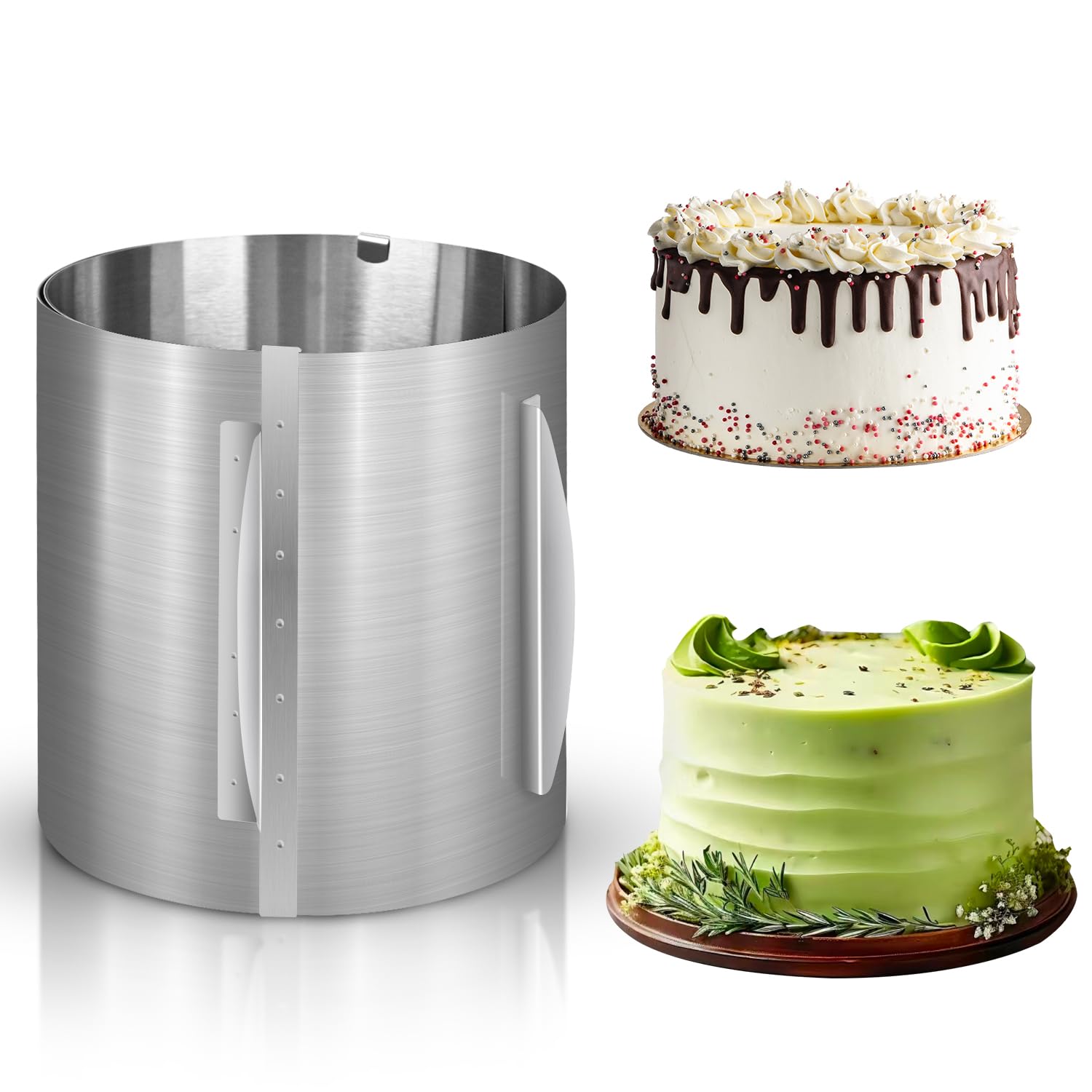 Cercle a Patisserie, Cercle Patisserie Haut 20 cm, Reglable Cercle Gateau Extensible Ø 16-30cm Moule Gateau Rond, Moules à Pâtisserie Anneaux à Gâteaux pour Fraisier Mousse Dessert Pâtisseri