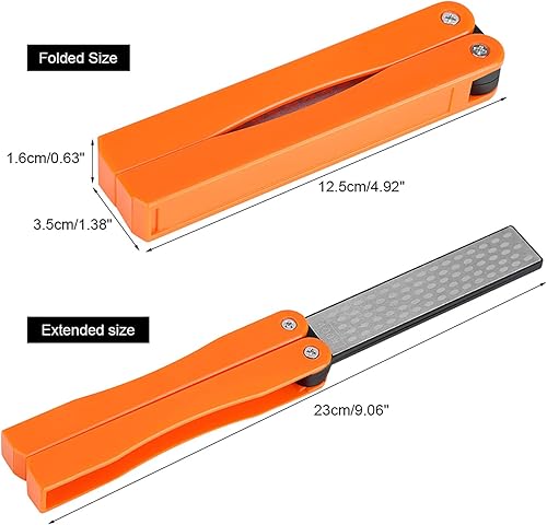 Miniatura 3 de Piedras de afilar de doble cara, grano 400600, cuchillas de mano finas y gruesas, piedra de afilar plegable, herramienta de bolsillo deslizante para