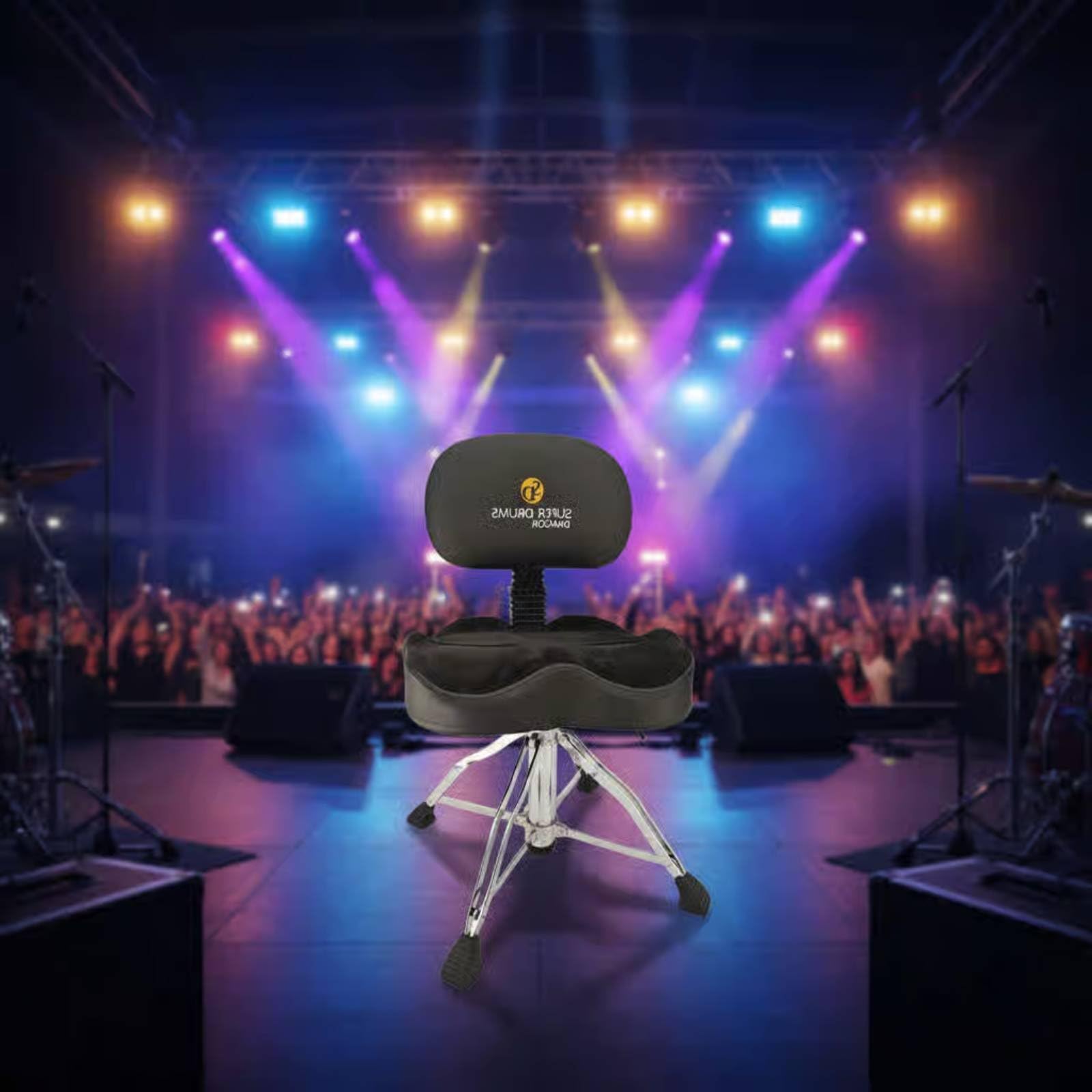 TISHITA Asiento de Batería Ajustable Trono de Batería Silla para Baterista Taburete de Batería con Base Firme y Acolchado en PU, SD Tambor C Silla Ergonómica Ajustable con Respaldo De Presión De Aire