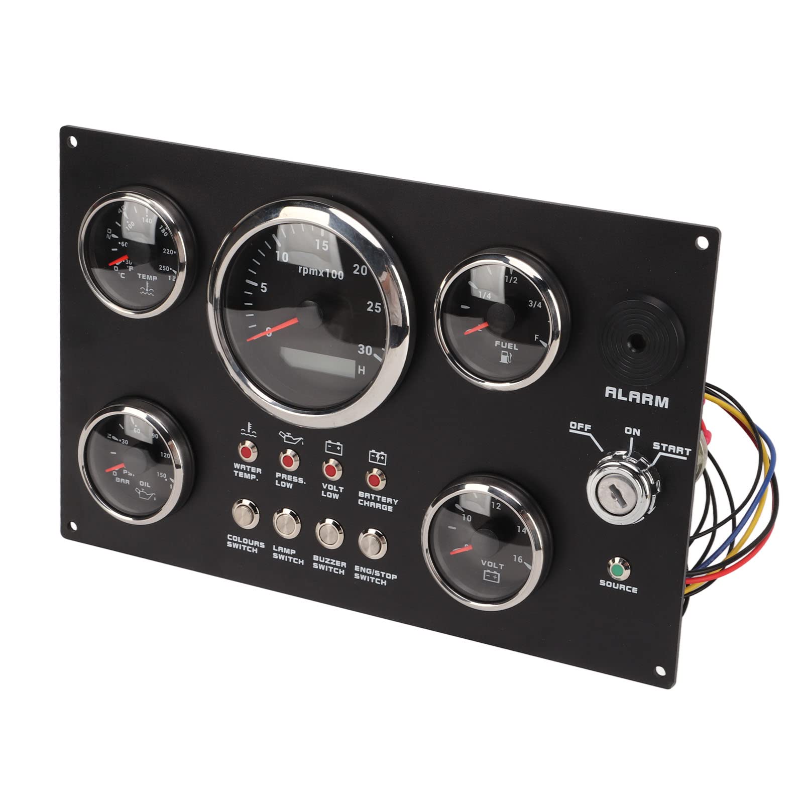 Quadro Strumenti Boat Dash, Quadro Strumenti per Barche Set di 5 Calibri da 0,0 a 99999,9H Basso Consumo Antiruggine per Yacht 12V