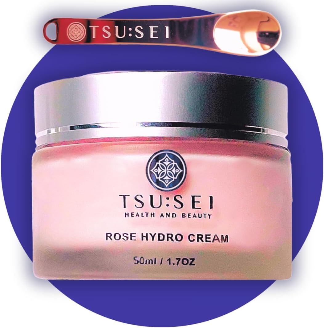 Rose Hydro Cream for Face by TSU:SEI – Organic Moisturiser for Women with SPF20, Vitamin E and Hyaluronic Acid. Natural Daily Facial Cream. Cruelty Free Skincare. 50ml.