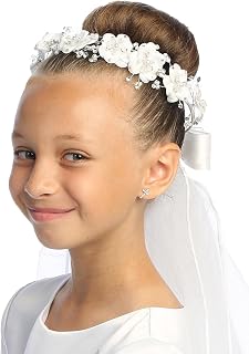 Holy First Communion Veil for Girls 7-16 - White veil for kids - 1st Communion Veils for Girls - Velos para Primera Comunion, White, One Size