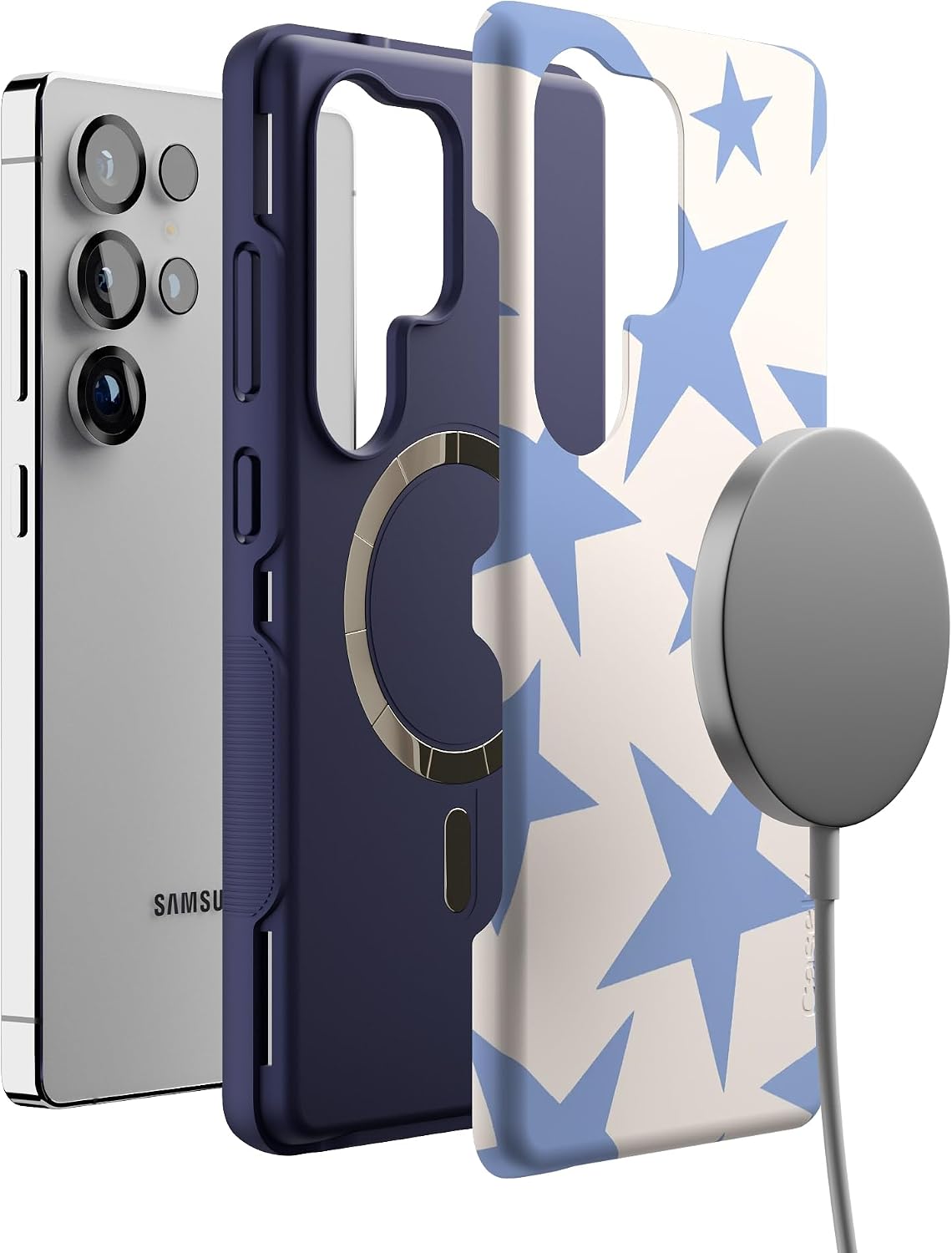 Casely Galaxy S25 Ultra Case | Stars Align | Blue & White Stars | Bold Protective Design | Compatible with MagSafe