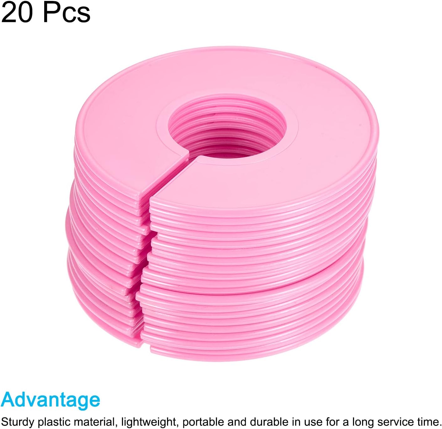 PATIKIL Clothes Dividers 20 Pack Blank Clothing Rack Size Sorting Reusable Wardrobe Round Hanger Separator, Pink image 3