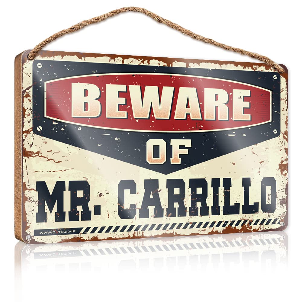 Yyhleh One Color Kitchen Wall Sign Beware Of Mr. Carrillo Wooden Sign(23X35cm)
