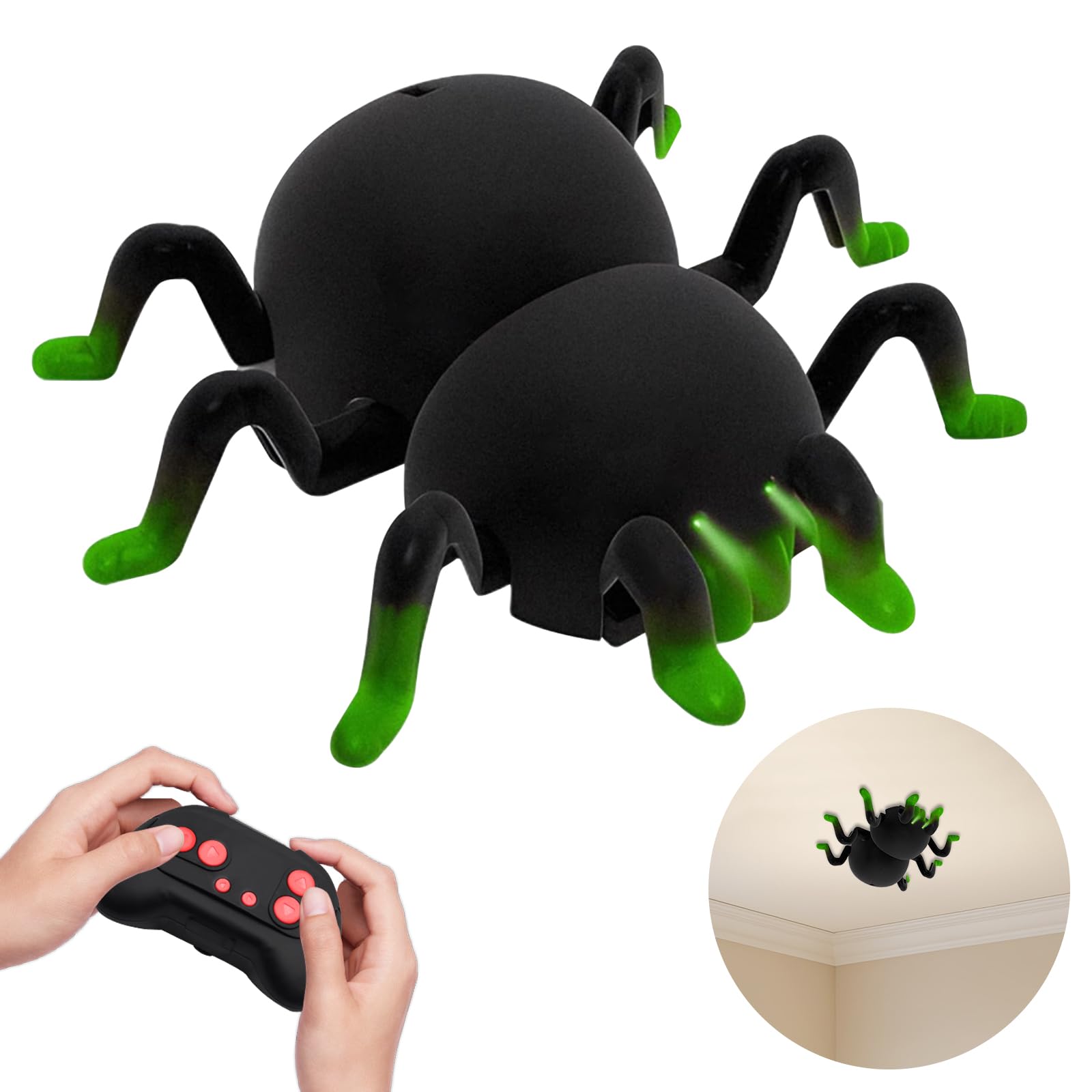 OBEST Ferngesteuerte Spinne Spielzeug mit Wandkletterfunktion, Wand und Boden Dual-Mode Halloween Spinnen mit 360°Rotation, Streich Spielzeug für Mädchen Jungen Party Halloween Weihnachten, Geschenk