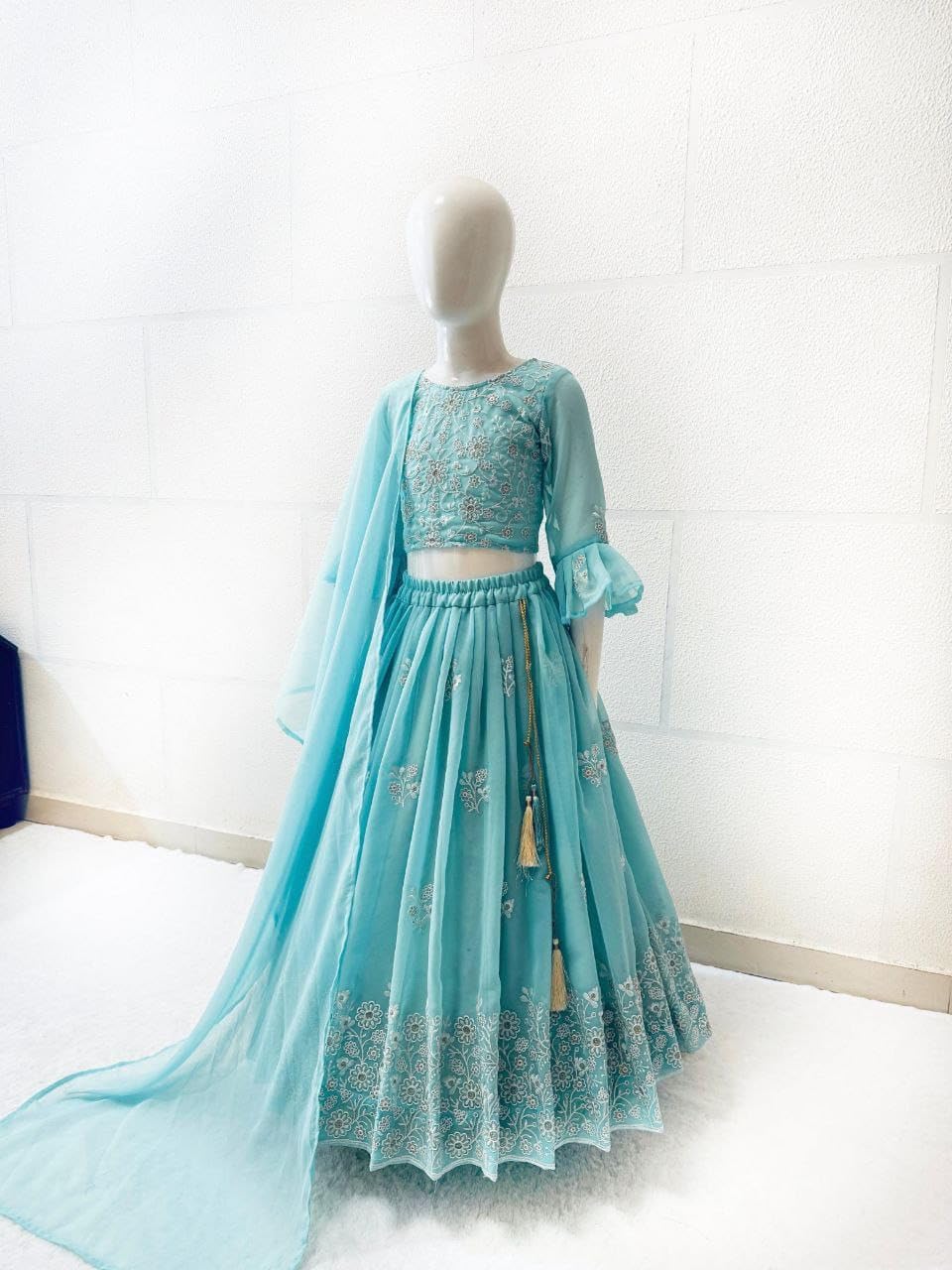 Traditional Indian Ethnic Girls Lehenga Choli Set, Georgette Fabric, Embrodiery Work Festival and wedding wear.
