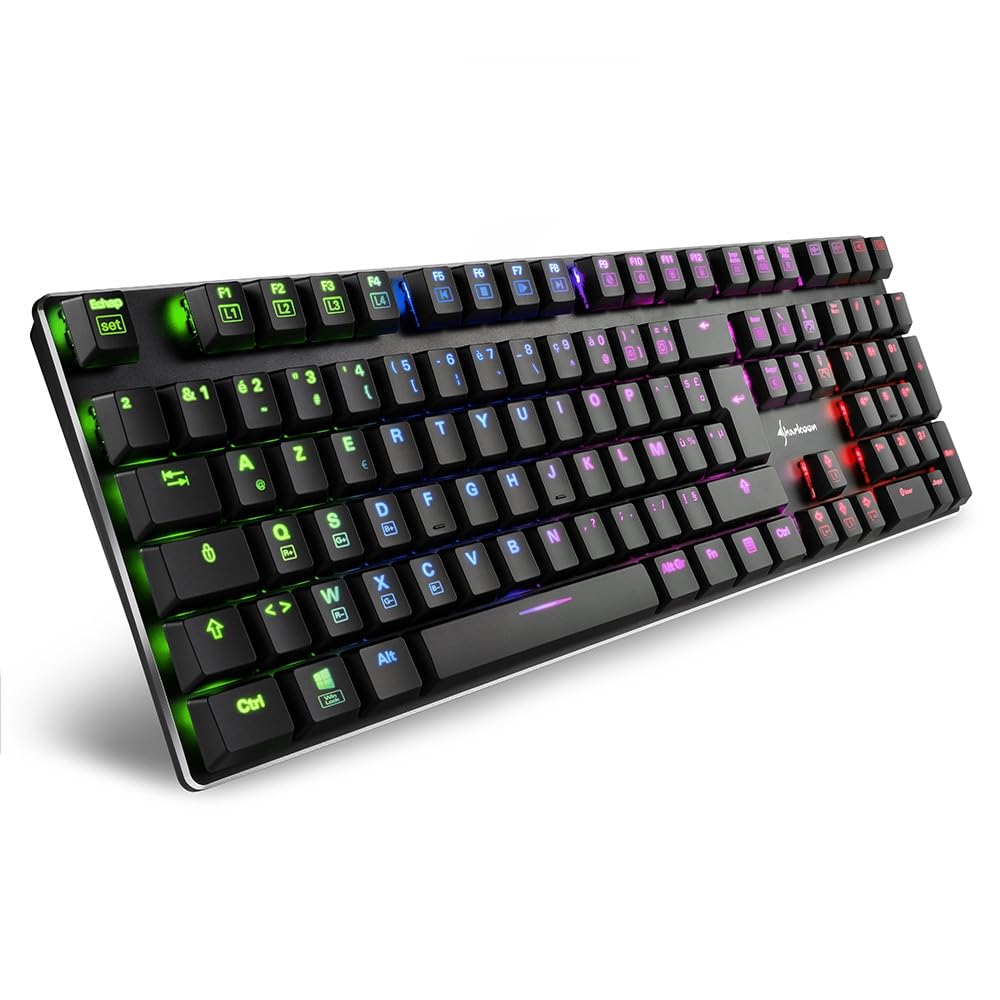 SHARKOON TECLADO GAMING (FRANCES) PUREWRITER RGB, Kailh Choc Low Profile Blue