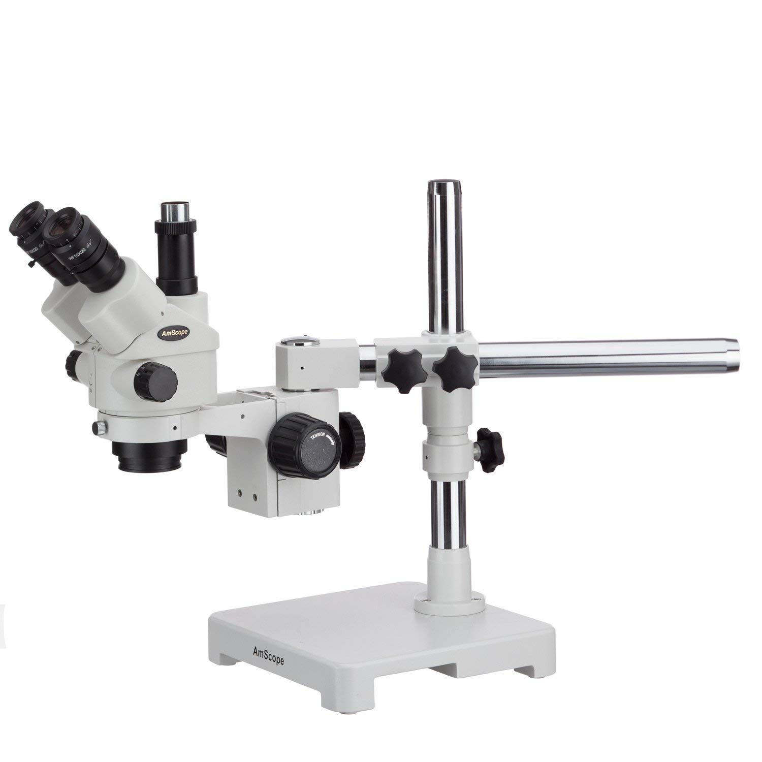 7X-45X Simul-Focal Stereo Lockable Zoom Microscope on Single Arm Boom Stand