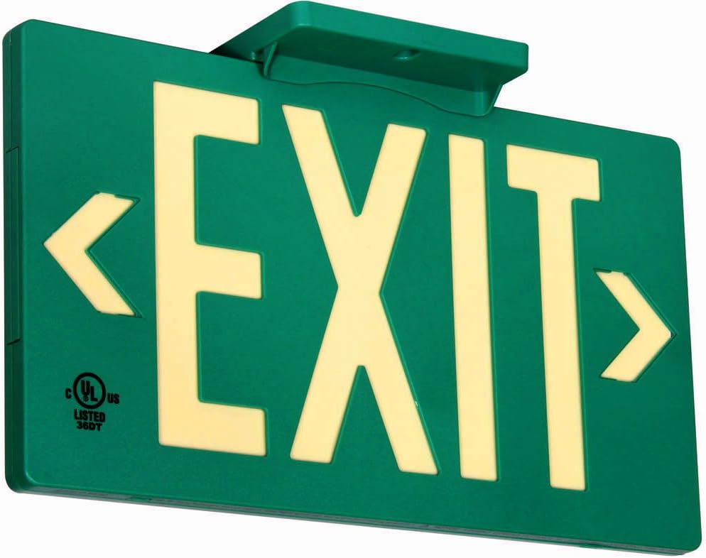 UL Listed 50 foot Jessup Glo Brite 7042-B 8.75-x-15.5-Inch Double Sided Exit Sign with Frame, Green (Mounts 4 ways, includes bracket and arrows)
