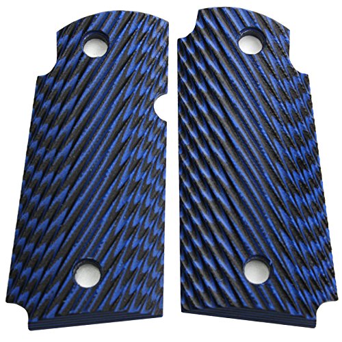 StonerCNC Micro Carry 9 9mm Cross Hatch G10 Grips with or Without Ambi Compatible with Kimber (Blue Black, Non Ambi)