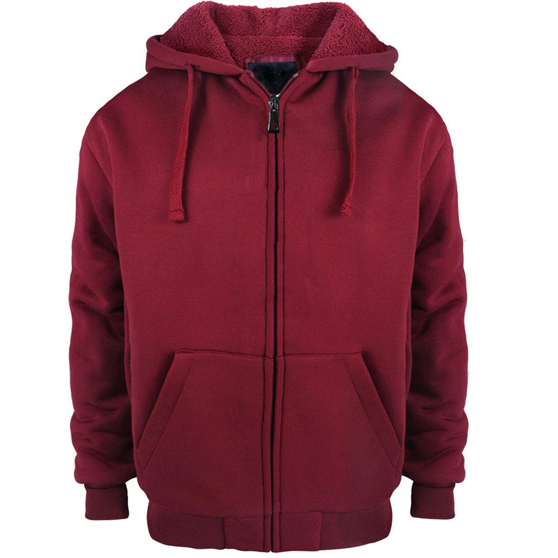Yasumond Men's Wine Hoodies Full Zip Sherpa Lined Heavyweight Fleece Warm Sweatshirts Big Tall - Purple - Xxxl