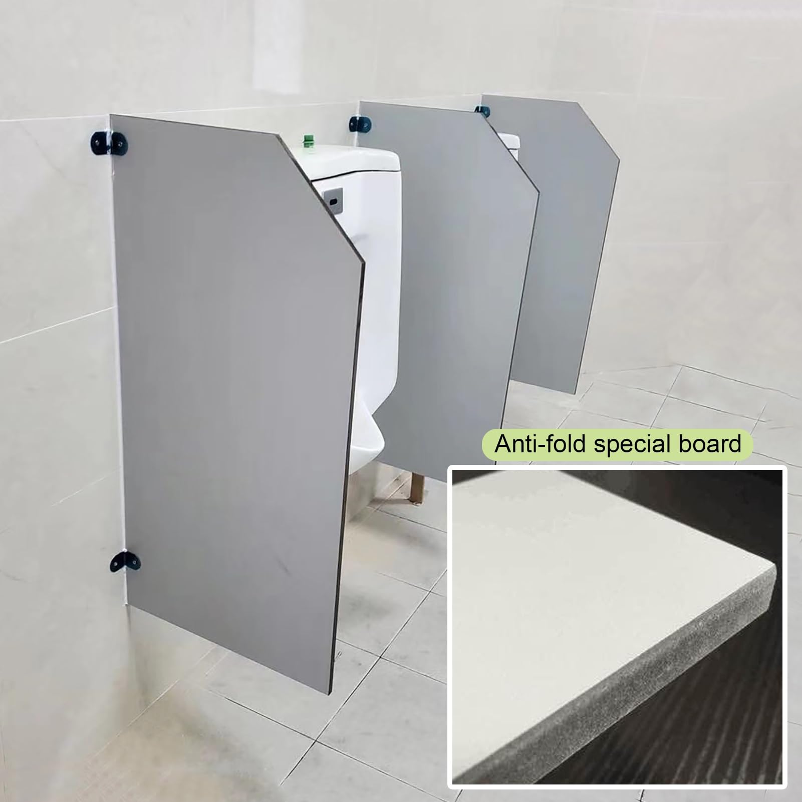 Divisor de urinario, Panel de Pantalla de privacidad de 35 Pulgadas, Deflector a Prueba de Salpicaduras para baños públicos, división de Inodoro Duradero con Soporte Estable, fácil instalación Gris