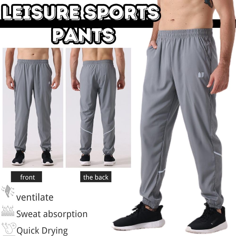 Confezione da 3 pantaloni sportivi da uomo, con tasche, da corsa, da uomo, per fitness, da allenamento