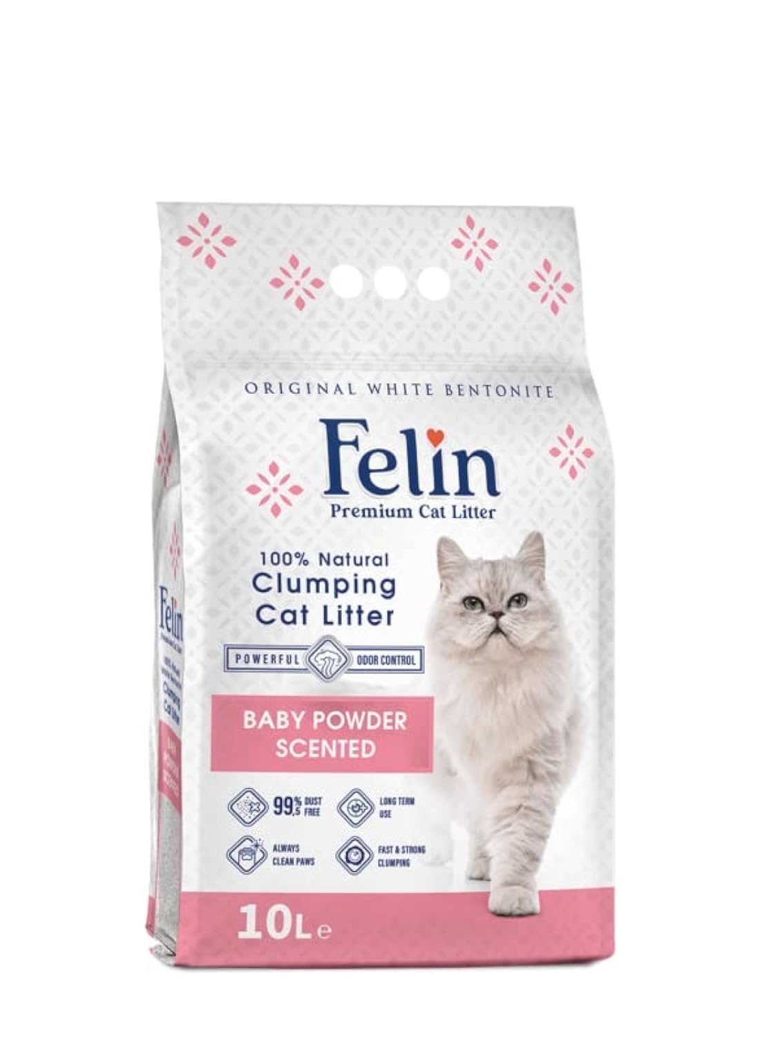 Cat Litter Clumping 100% Natural Bentonite, Clumping 99.5% Dust Free, Forever Fresh, Pet-Friendly, Fighting with Odors Baby Powder Scented (10 L)