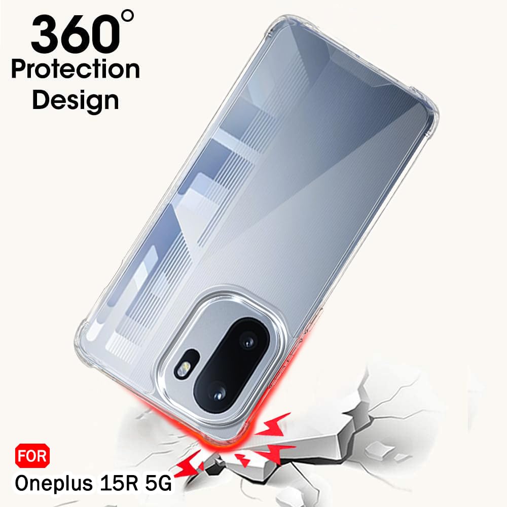 TheGiftKart for OnePlus 15R Case | Shockproof Clear Hard Back Cover | Raised Bumps for Camera & Screen Protection | Hybrid 360 Degree Protection OnePlus 15R Back Cover (PC & TPU, Transparent) — Amazon image 6