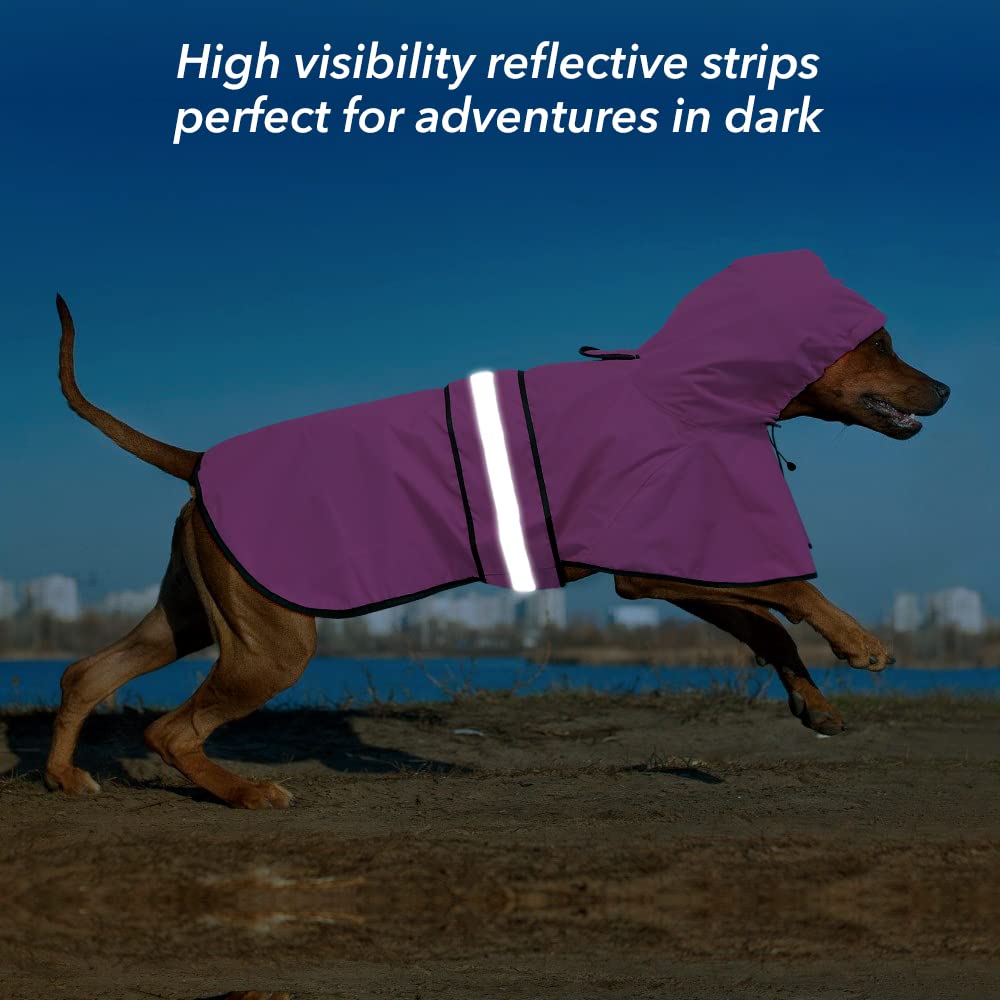 Impermeables ajustables para perros, poncho reflectante con capucha para perro, chaqueta impermeable para perros pequeños, medianos y grandes para pasear (rosa, XXL)