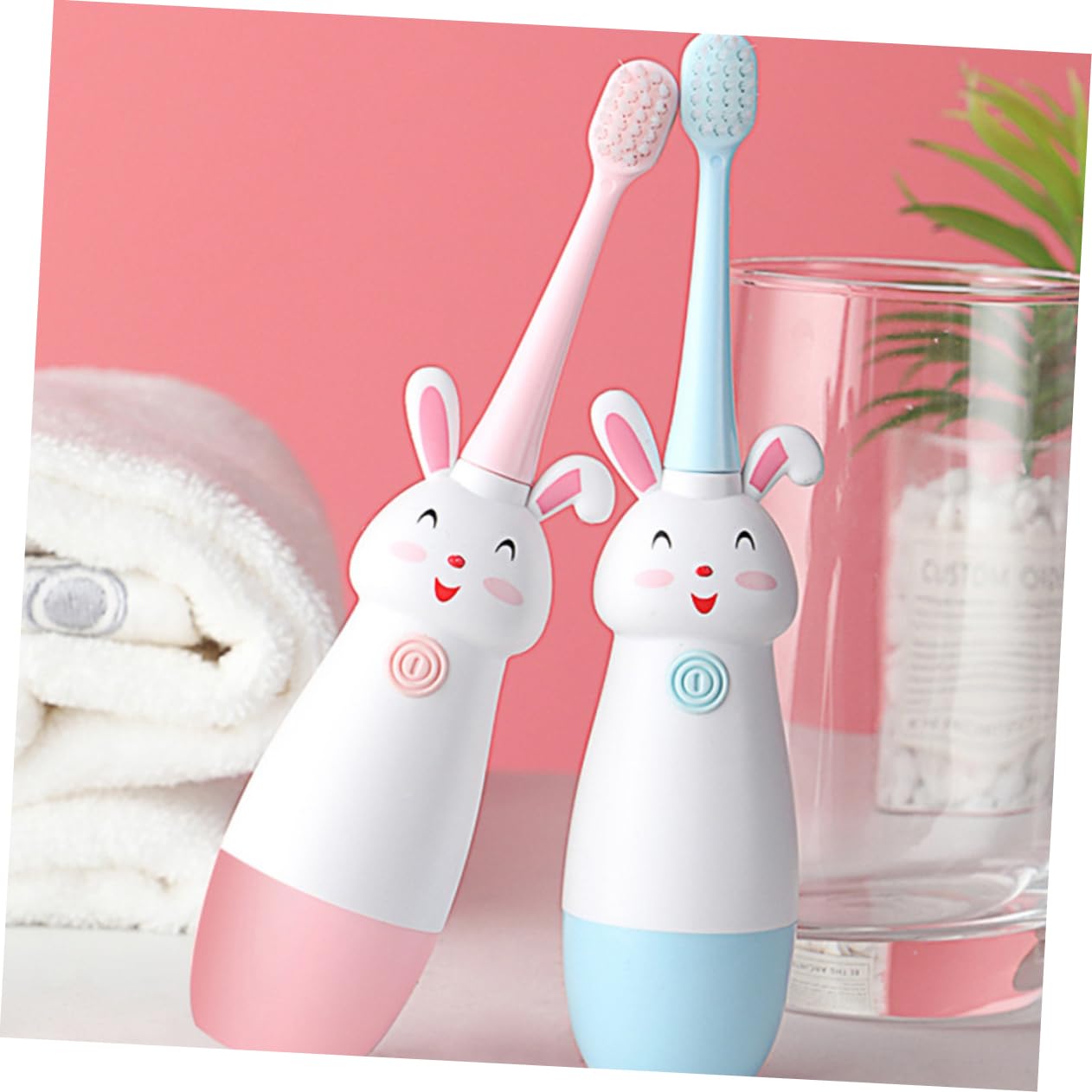 PartyKindom 3sets Spazzolino Elettrico Per Ragazzo Ragazza Forma Di Cartone Animato Completo Con Testine Sostituibili Manico Antiscivolo e Design Rosa Spazzolino Sicuro e Facile Da Impugnare