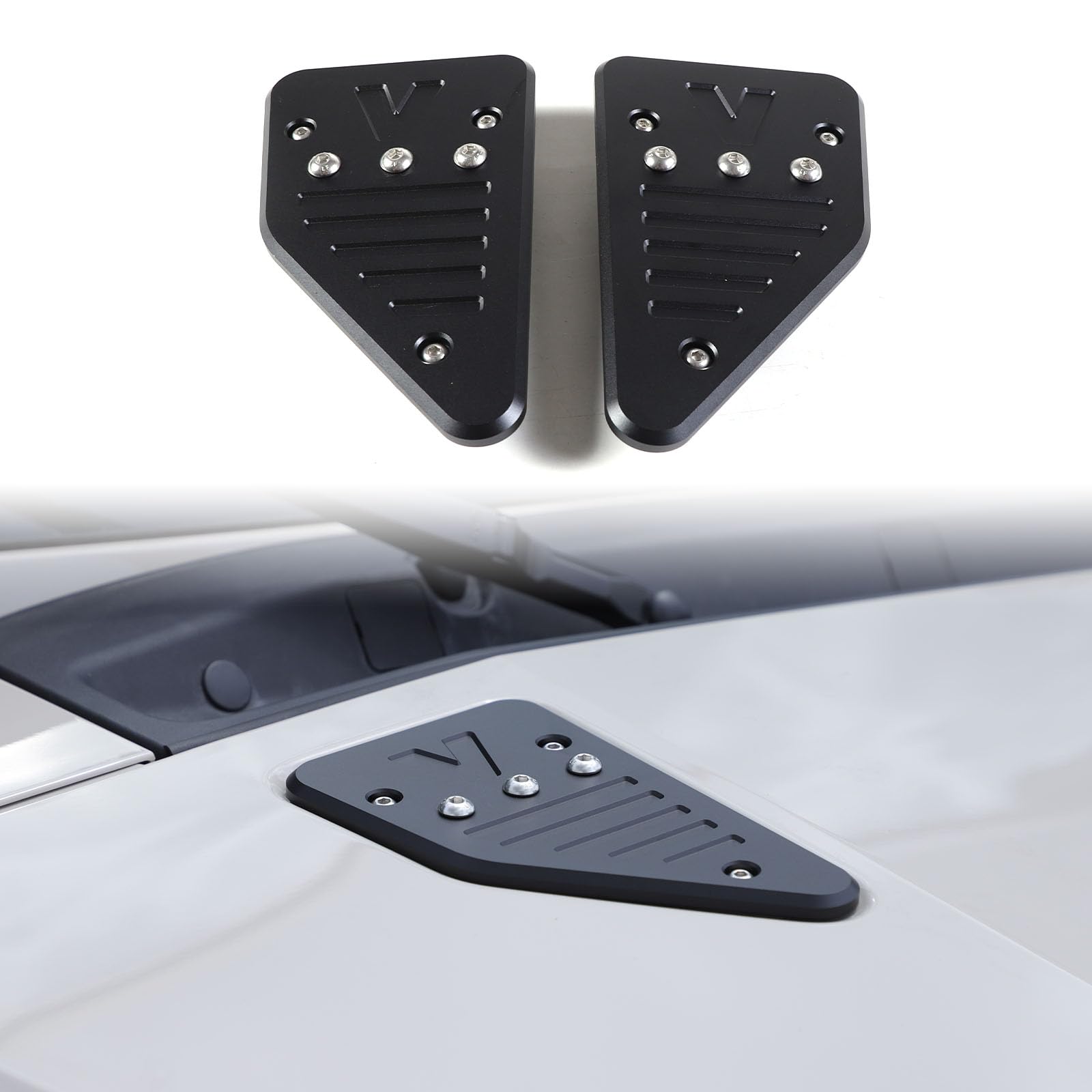 Hood Trim Compatible with INEOS Grenadier 2020-2024 Accessories, Engine Hood Expansion Cover Trim, Expandable Searchlight Bracket, Hood Light Mount Base Holder Replacement Kit, Aluminum Alloy (Black)