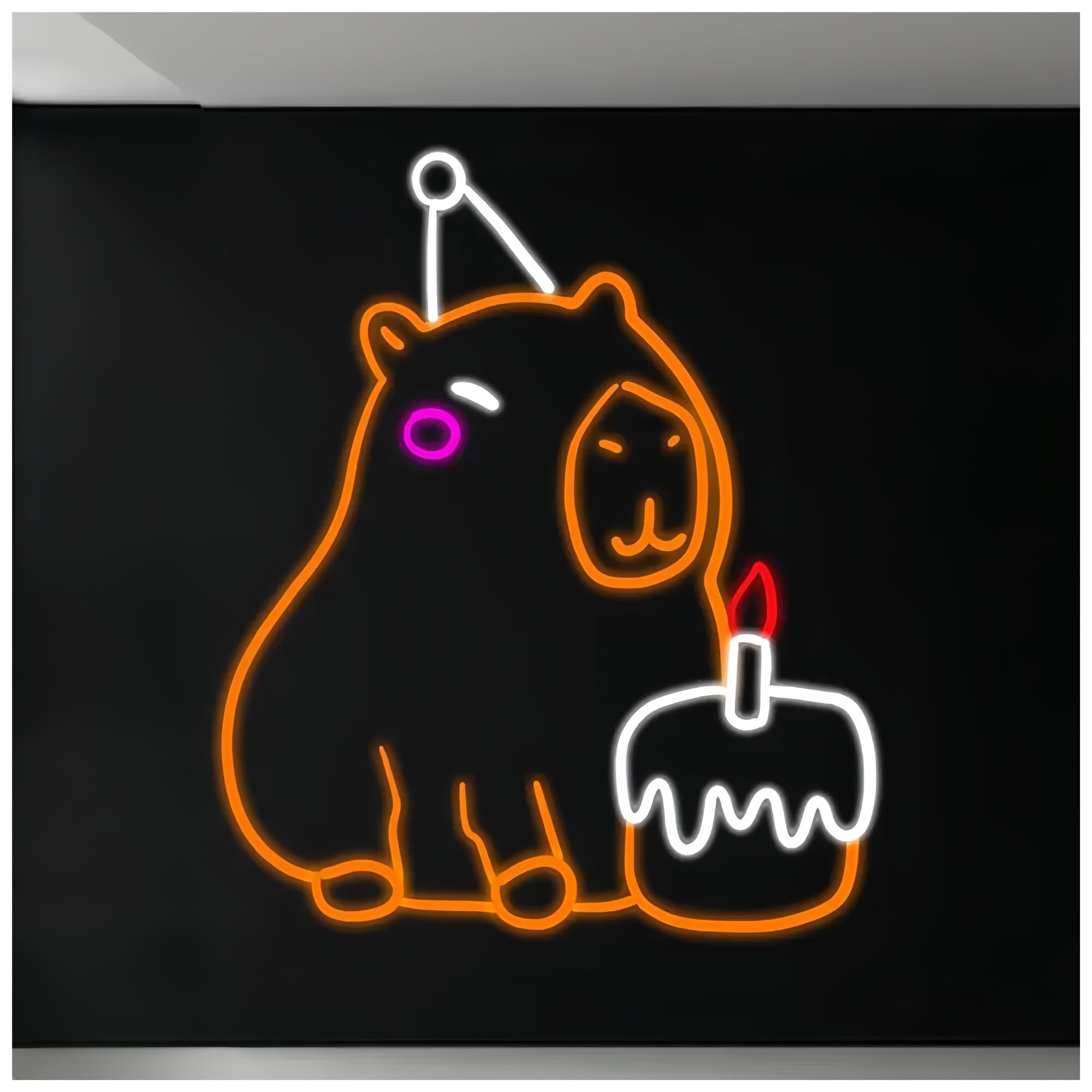 SHOUXI Sign Lamp Capybara Happy Birthday Decor Neon Sign for Kids Teens Bedroom 43cm