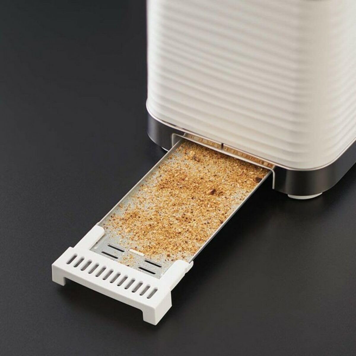 Russell Hobbs Grille pain [Fentes Extra Larges] Inspire Blanc (Design moderne, contrôle brunissage ajustable, tout type de pain, décongèle, réchauffe viennoiserie, ramasse-miettes) Toaster 24370-56
