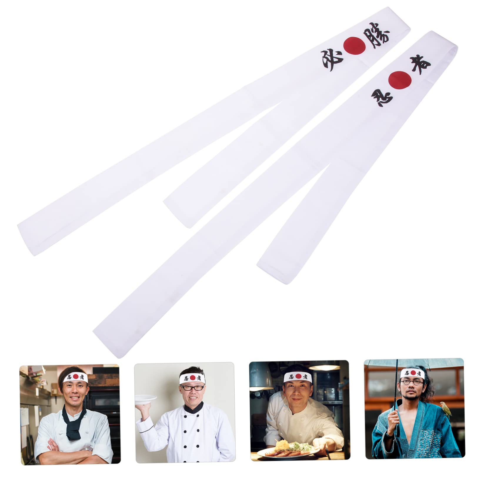 Holibanna 2pcs Japanese Chef Headband Reusable Karate Accessory Durable Sweat Absorbing Design for Chefs Athletes and Sports Enthusiasts Style