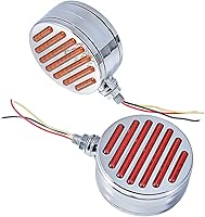 Vista 13 de 2 piezas Luces LED redondas de 42 LED rojas y ámbar de doble cara impermeables para parada, cola, marcador lateral, señal de giro, pedestal