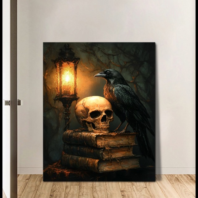 Amazon.com: Yatsen Bridge Raven & Skull Wall Art Print Gothic Dark