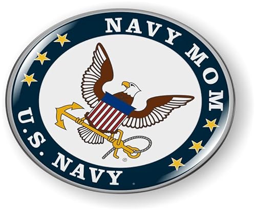 [Officially Licensed Product] - U.s. Navy Mom 3D Domed Car Emblem Badge Sticker Flexible Round #TOP2