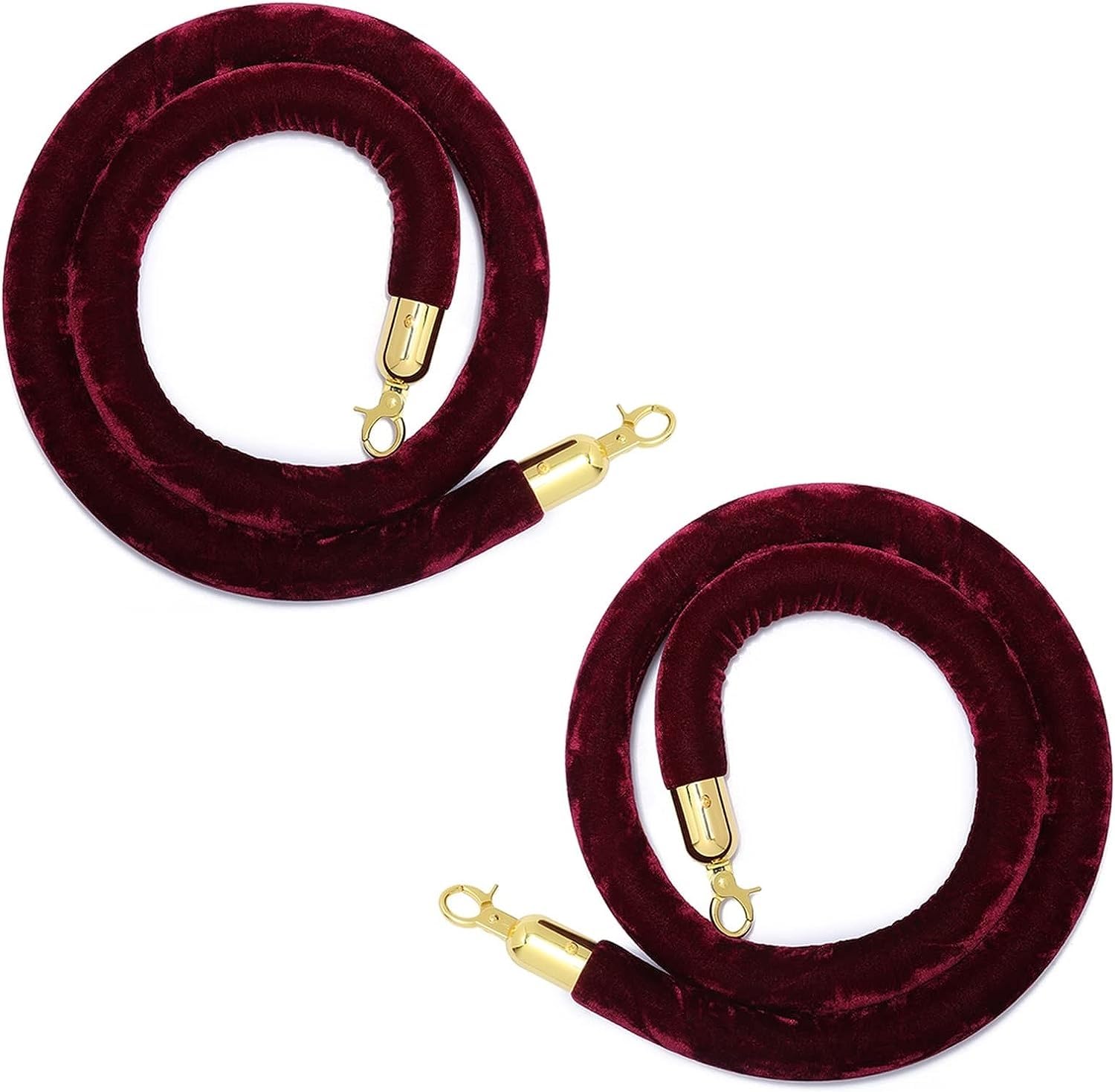 Barrera Cuerda 2 Paquetes Cuerda de Barrera Extral Long Stanchion Queue for Tienda minorista de mostrador(Wine Red,150cm/59 in)
