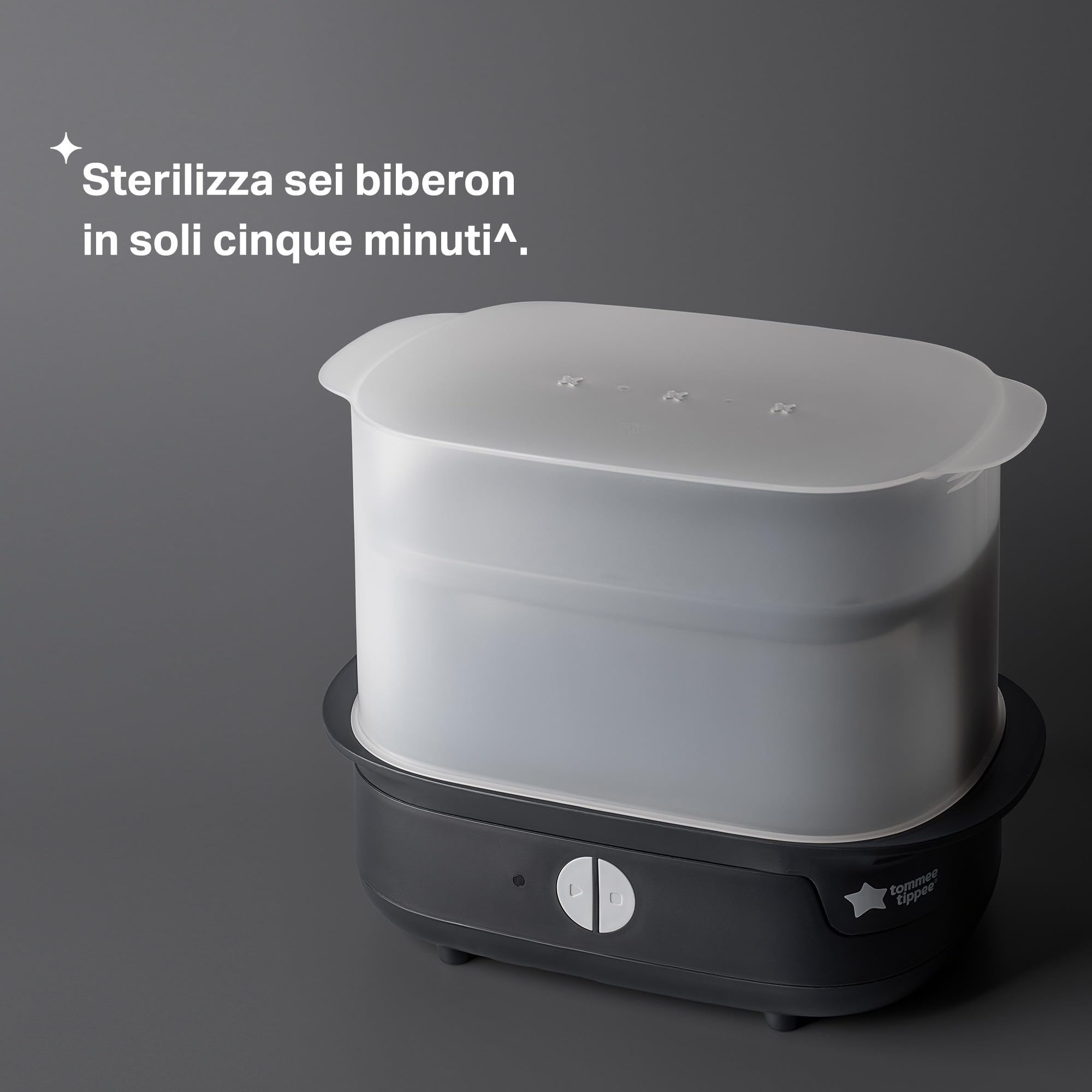 Tommee Tippee Sterilizzatore per biberon elettrico avanzato a vapore, ciclo di sterilizzazione di 5 minuti, bianco