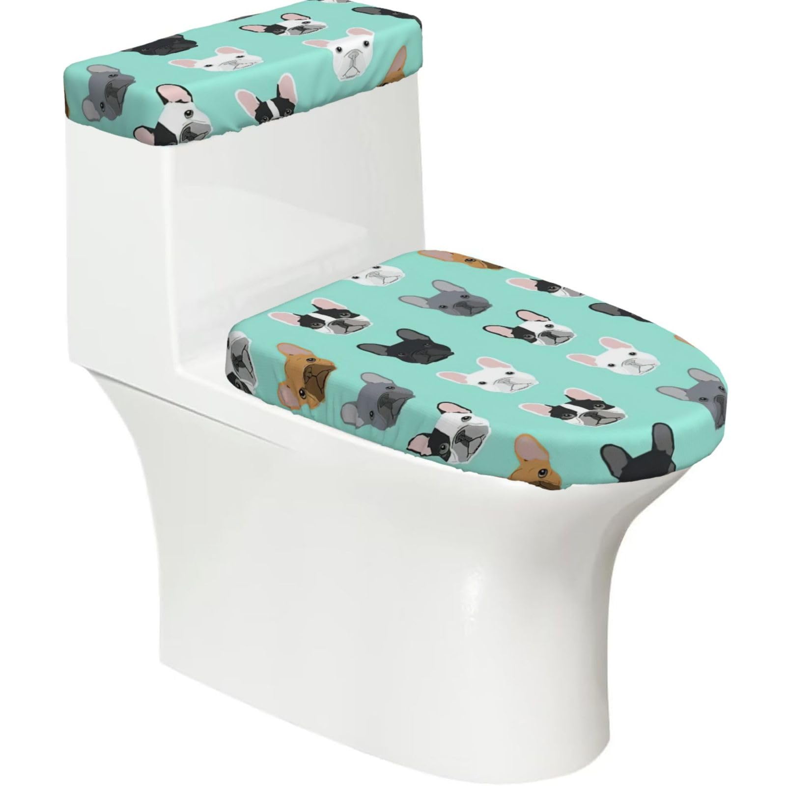 French Bulldog1 Print Bathroom Decor Toilet Lid Cover And Tank Covers, Restroom Accessories Fits Most Round