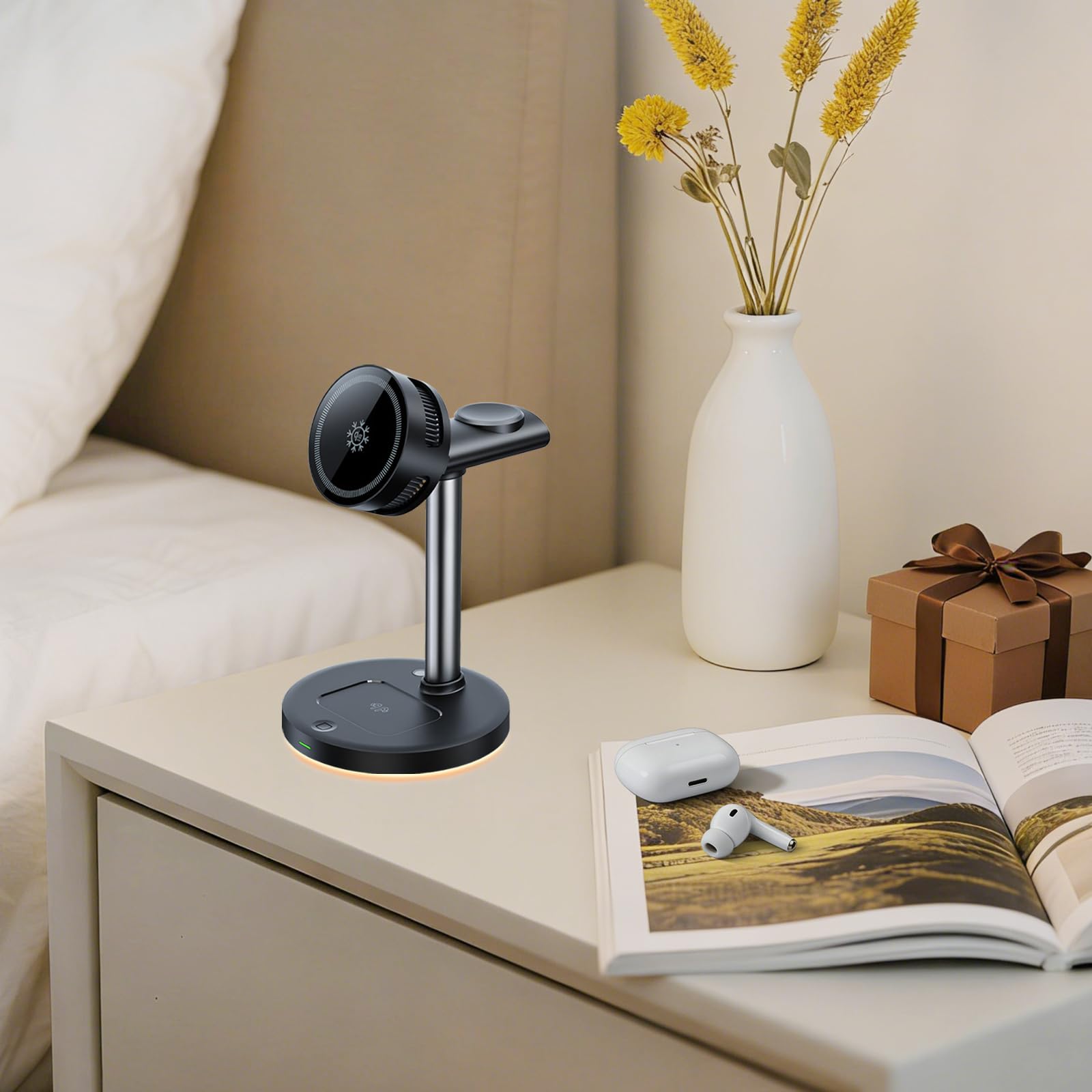 Caricabatterie magnetico Raffreddamento TEC 25W Qi 2.2 Ricarica Rapida 3 in 1 per il telefono auricolare Orologio
