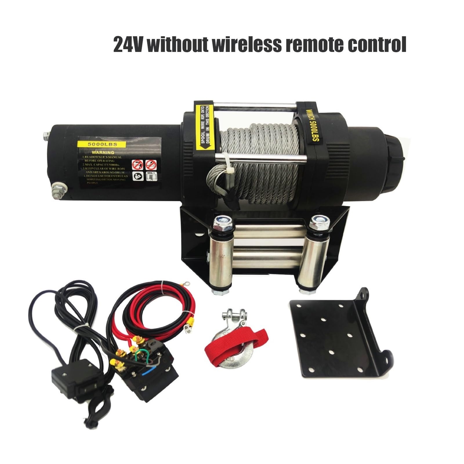 12v/24v 5000 Funtów Lina Syntetyczna Wciągarka Elektryczna Do Trakcji Przenośna Przyczepa Samochodowa Ciężarówka ATV Off Road Ze Sterowaniem Bezprzewodowym Wysoka łAdowność(24V no control)