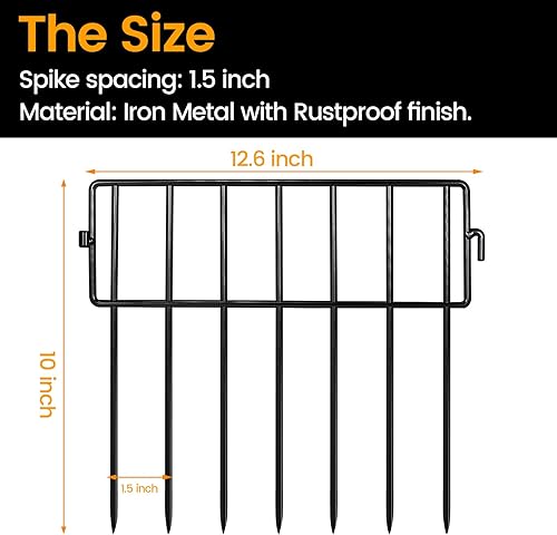 Miniatura 3 de Adavin Cerca de barrera negra para animales pequeños, paquete de 28 cercas decorativas subterráneas de 12 pulgadas de largo x 10 pulgadas de alto,