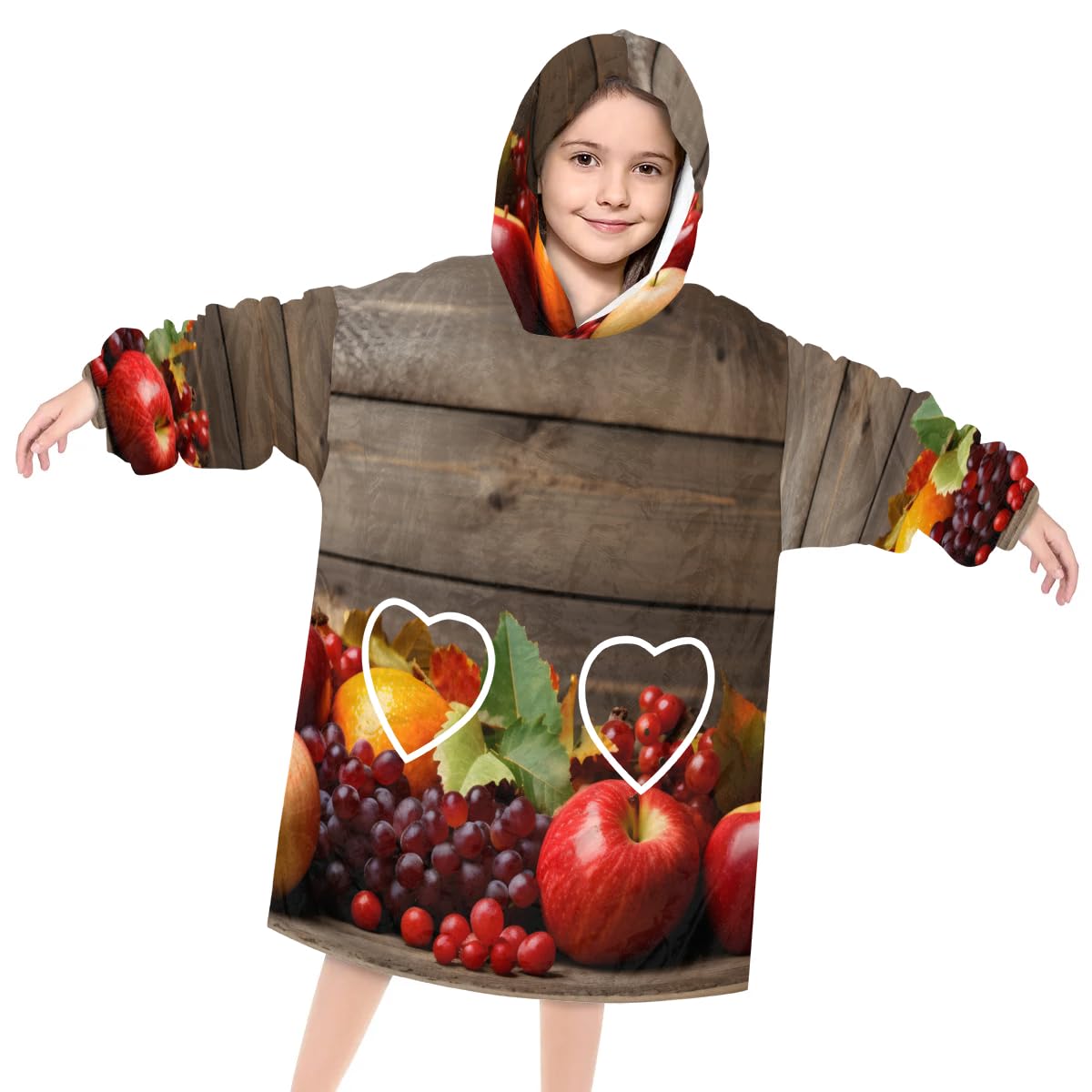 Pardick Wearable Blanket Hoodie for Kids, Shiny Grapes Fleece Sweatshirt Blanket Oversized Blanket Sweatshirt with Pocket Flannel Warm Hooded Blanket 6-10 Year Old Girl Boy Gift, One Size